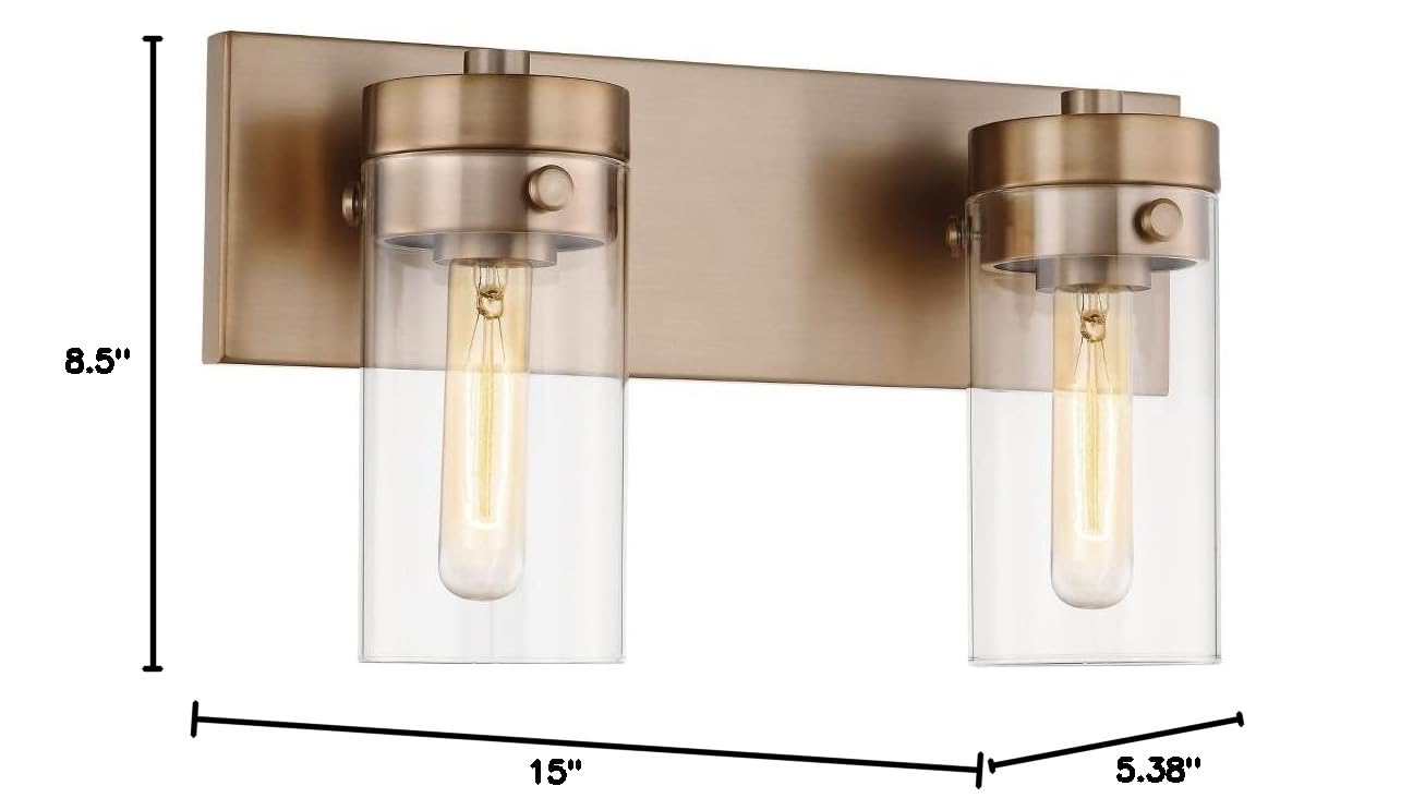 Nuvo Lighting Intersection 2-Light Bathroom Vanity Light in Burnished Brass - Perfect for Modern Bathrooms & Powder Rooms