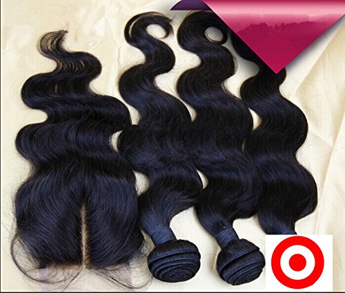 Junhair Virgin Philippines Remy Human Hair Weave Bundles - 4Pcs/Lot (3 Bundles + 1PC 4x4 Closure) Body Wave Natural Color Mixed Length for Stunning Hair Extensions | Perfect for Daily Wear, Parties & Special Occasions