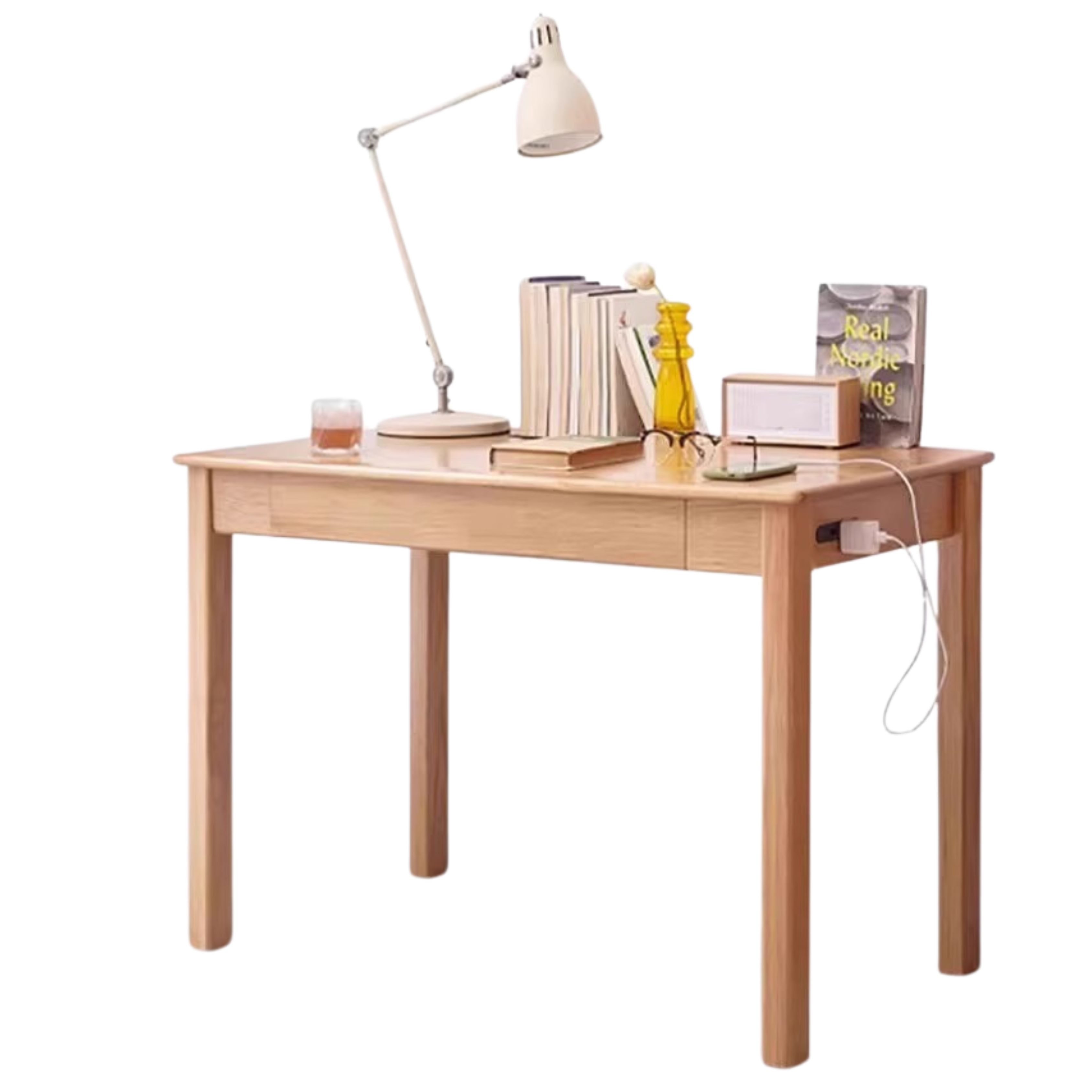 Premium Solid Oak & Ash Wood USB Office Desk - Modern Home & Workspace Furniture for Productivity & Organization | Perfect for Remote Work, Study & Office Setup