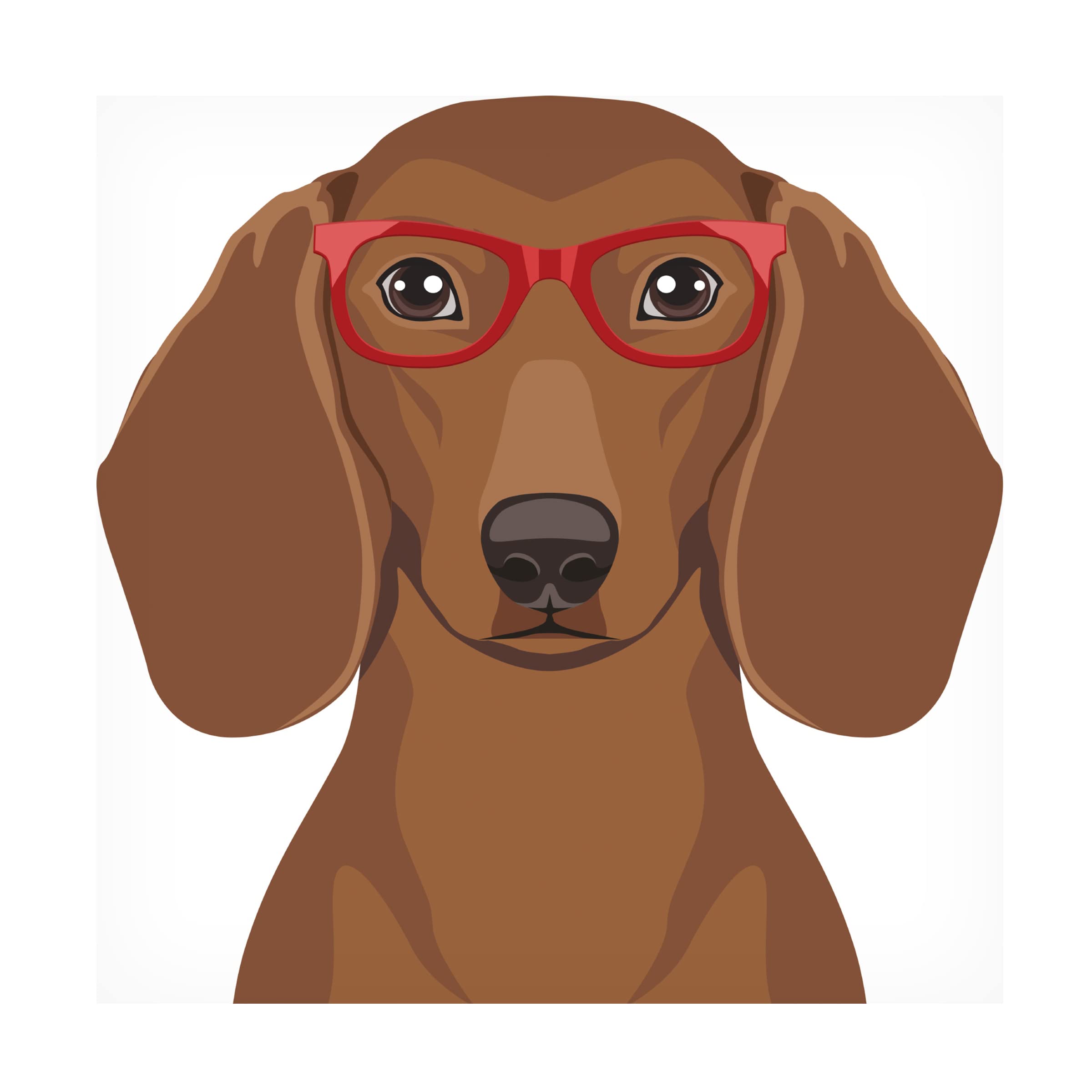 Trademark Fine Art 'Dachshund Wearing Hipster Glasses' Canvas Wall Art Print - Modern Dog Lover Home Decor for Living Room, Bedroom & Office
