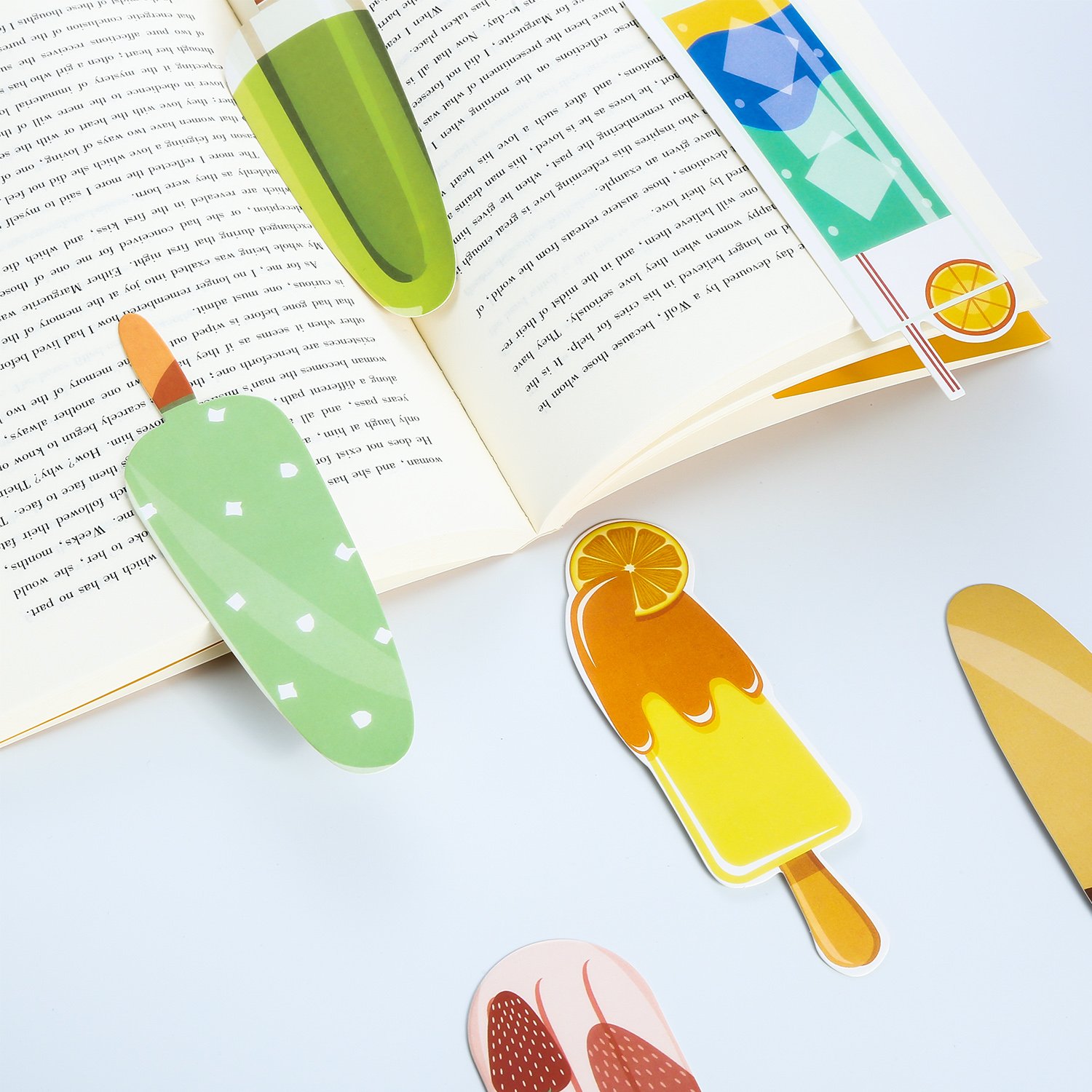 Blulu 60-Piece Summer Bookmark Set - Cute Cold Drink & Dessert Themed Colorful Bookmarks for Students & Adults - Perfect for Reading, Book Clubs, and Summer Reading Programs