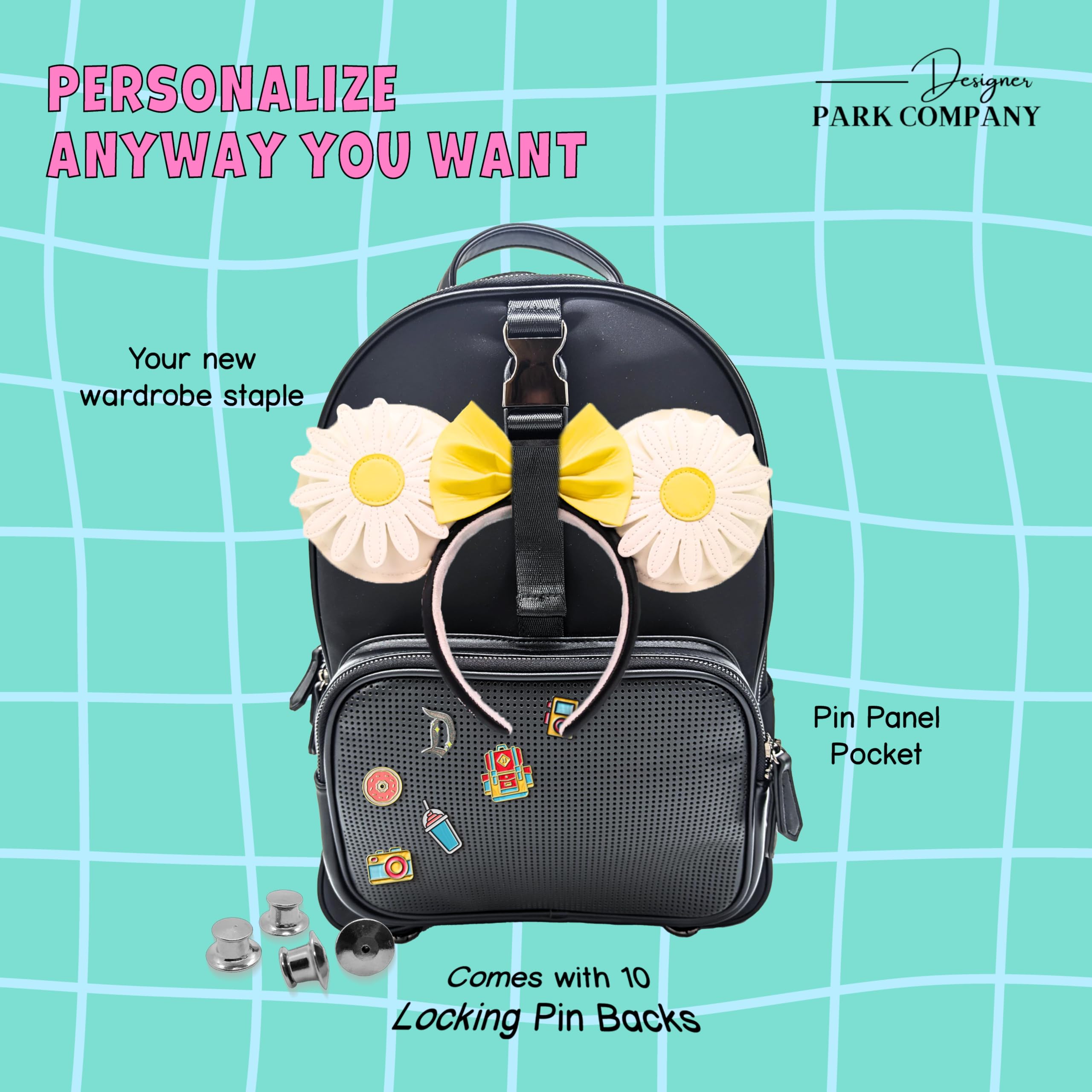 Premium Master Gracey Leather Backpack for Boys & Girls - Adjustable Straps, Hydration Kit & Locking Pins - Durable Travel & Theme Park Backpack - Onyx Black - Perfect for School, Hiking, Disney Trips & Daily Adventures