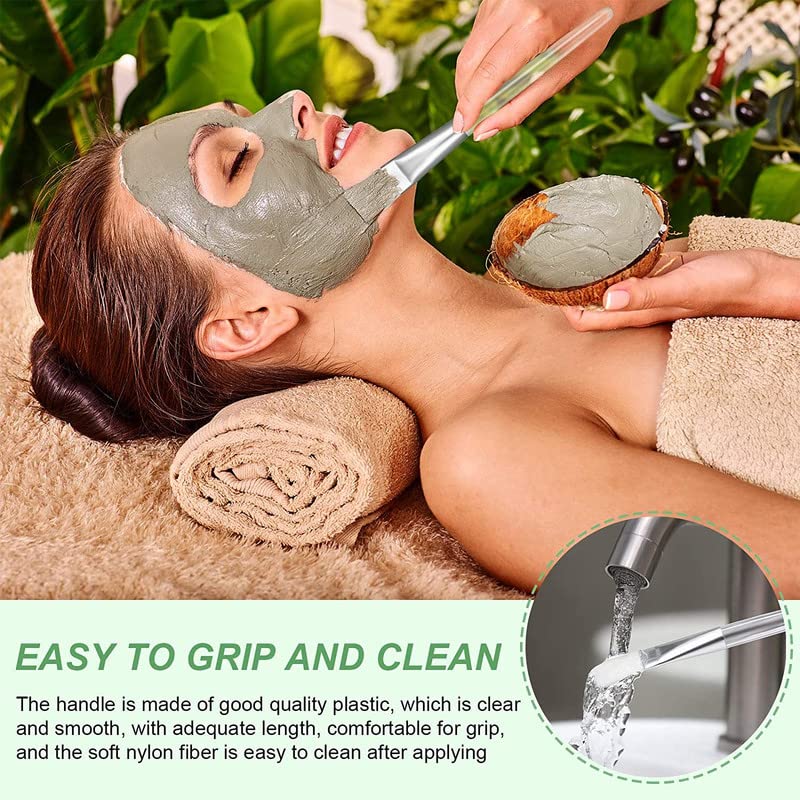 12-Piece Soft Facial Mask Brush Set with Clear Plastic Handle - Skin Care & Body Butter Applicator Tools for Smooth & Even Application (White) - Perfect for DIY Spa, At-Home Facials & Professional Skincare Routines