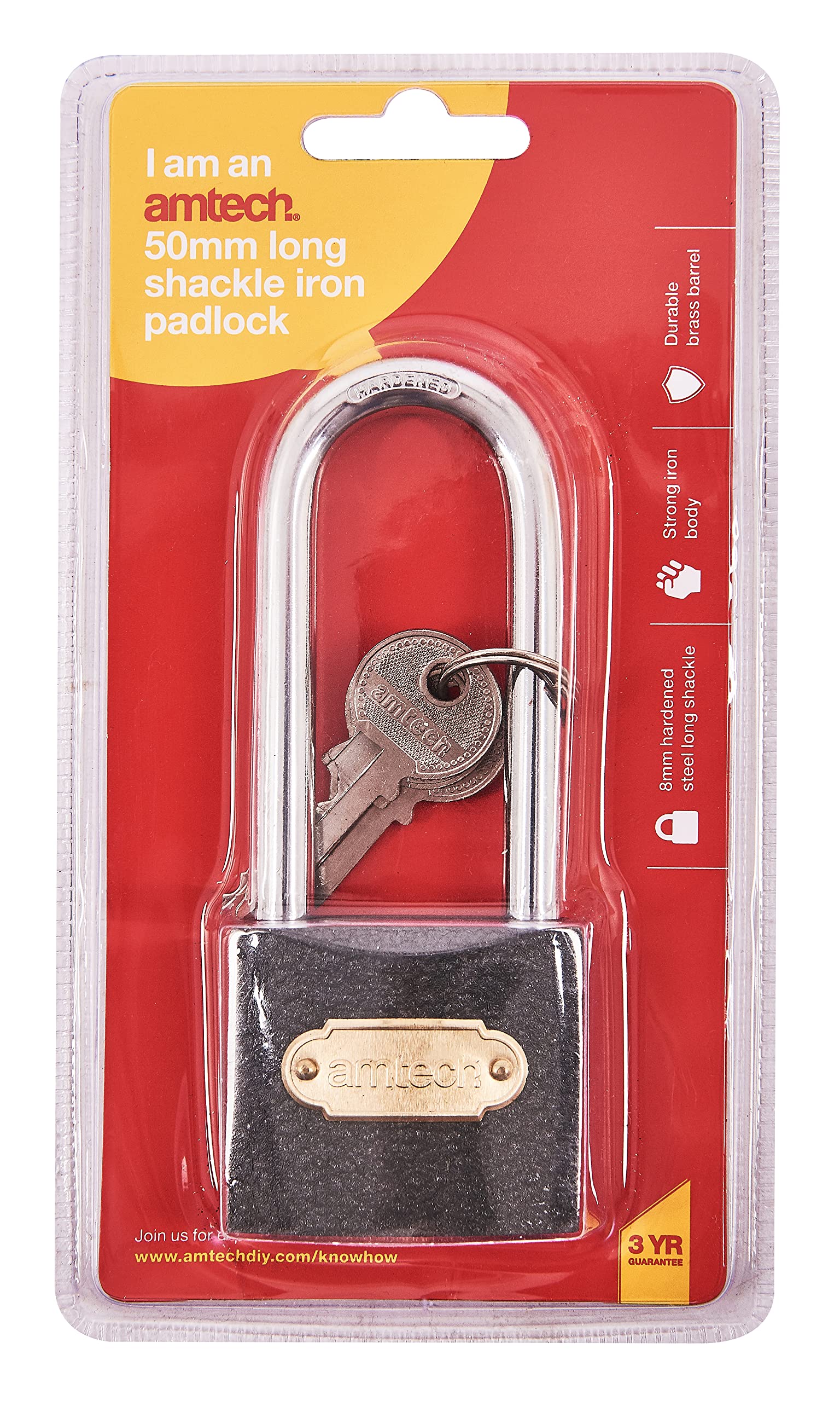 T0700C Heavy Duty 50mm Long Shackle Iron Padlock - High Security Outdoor Lock for Gates, Storage Units & Toolboxes (Weatherproof & Anti-Corrosion)