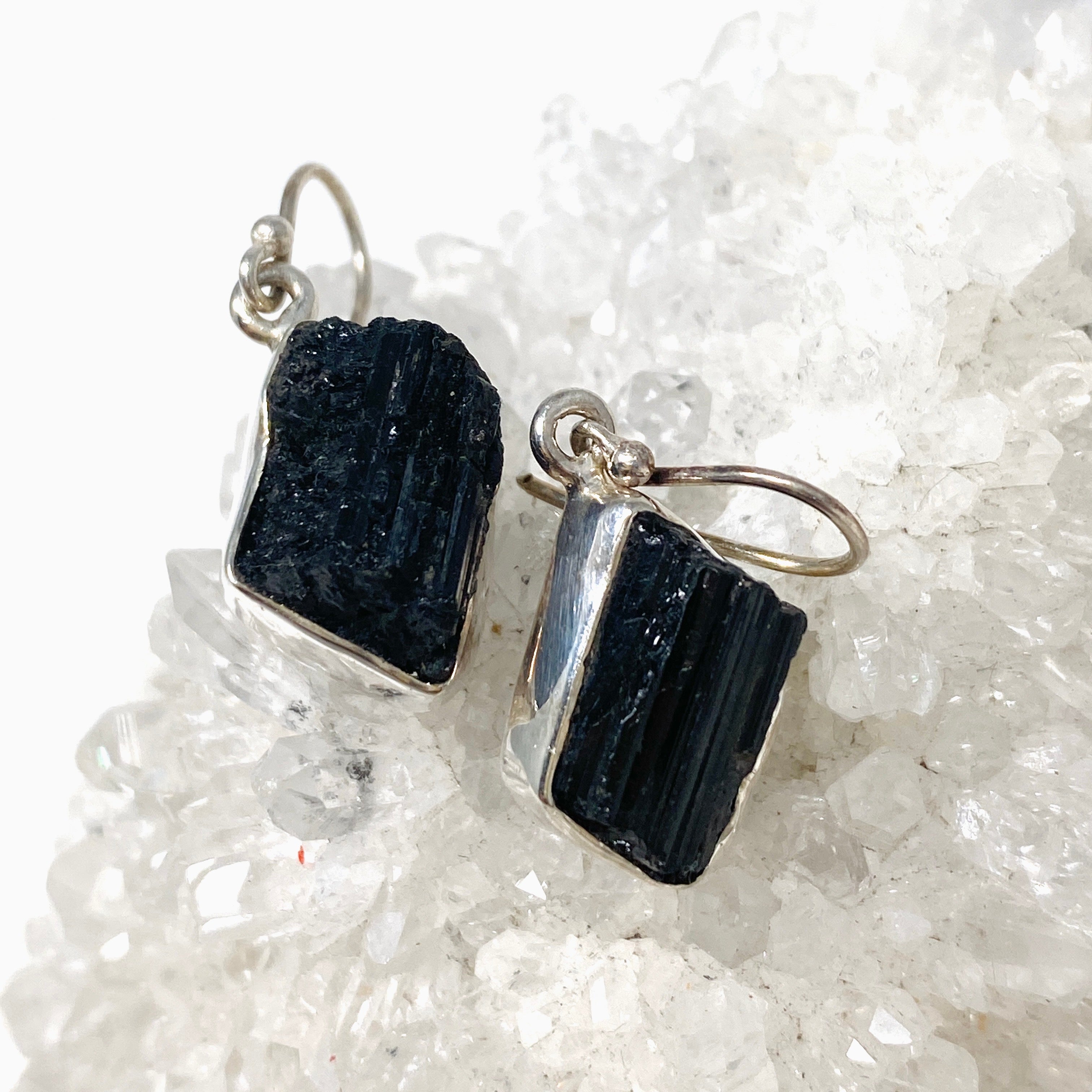Natural Black Tourmaline Raw Stone Earrings for Women - Healing Crystal Jewelry for Protection & Positive Energy - Perfect for Meditation, Yoga & Spiritual Practices