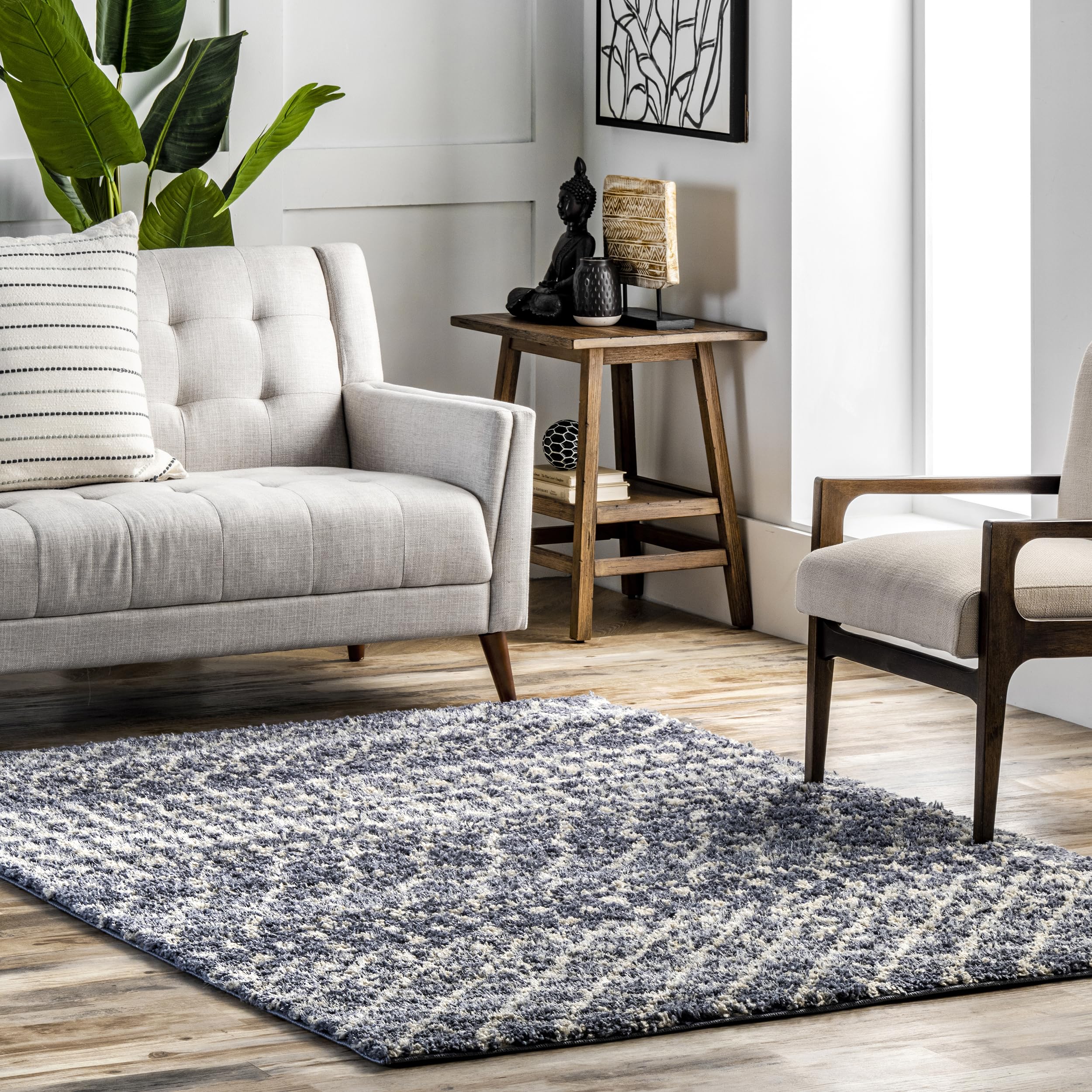 nuLOOM Moroccan Barbara Area Rug 8x10 Feet, Grey - Soft Non-Slip Living Room Rug for Home Decor, Bedroom, Office