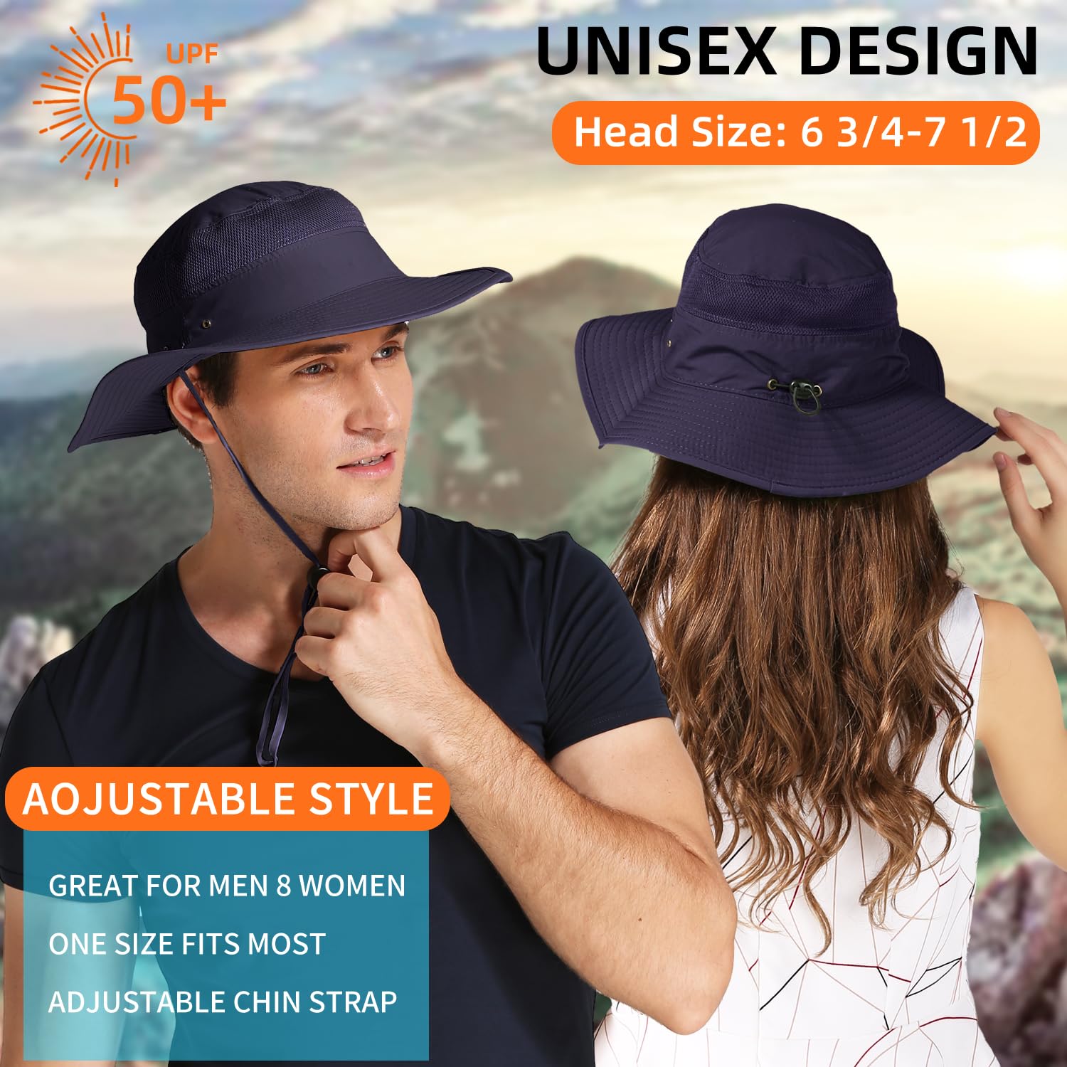 UPF 50+ Wide Brim Sun Hat for Women & Men - UV Protection Summer Bucket Hat for Fishing, Hiking, Beach, Gardening & Outdoor Activities