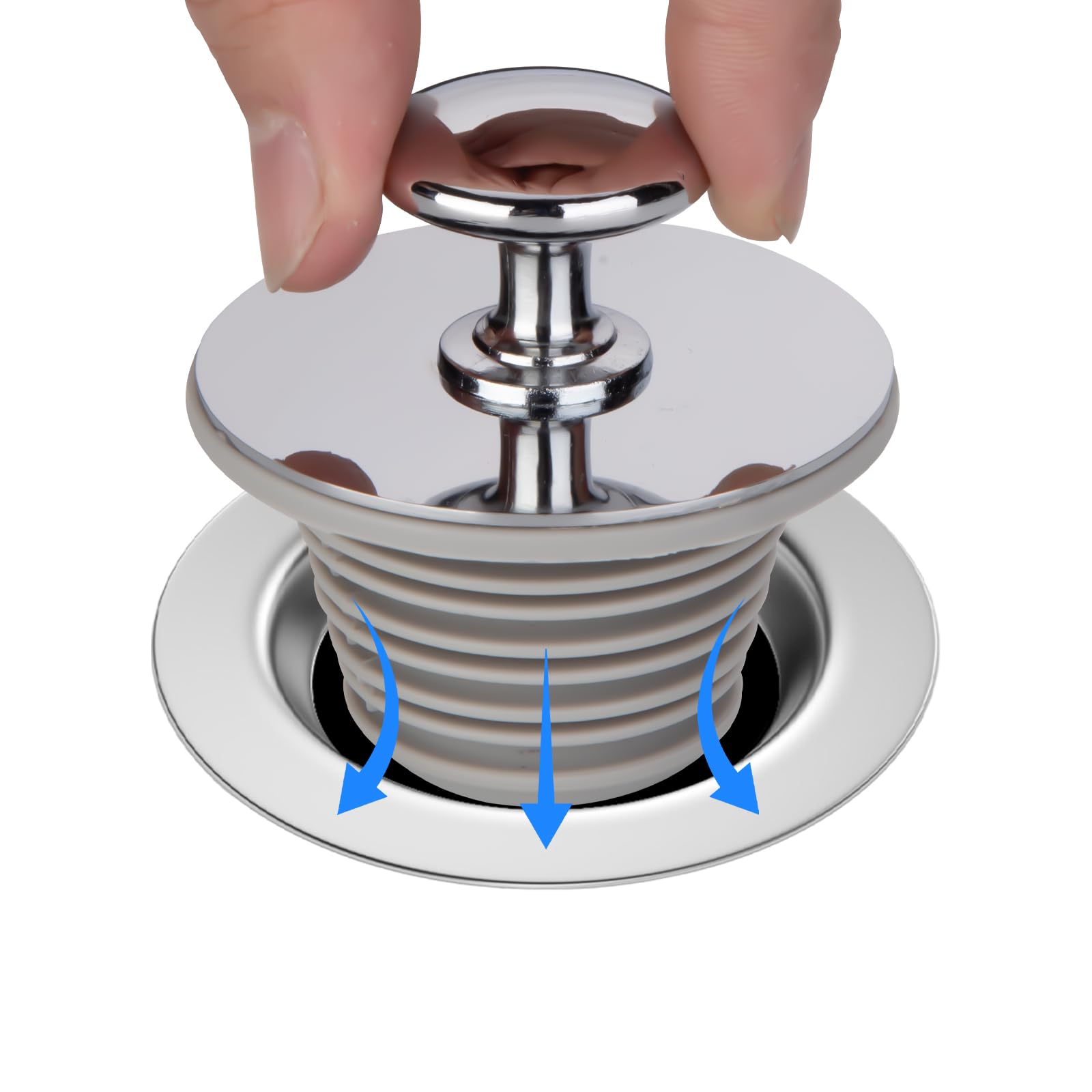 Universal Bathtub Drain Stopper - Rubber Replacement Plug for Bathtubs & Bathroom Sinks (Chrome, YGS8901) - Leak-Proof Bath & Sink Drain Cover for Home, Hotel, Spa Use
