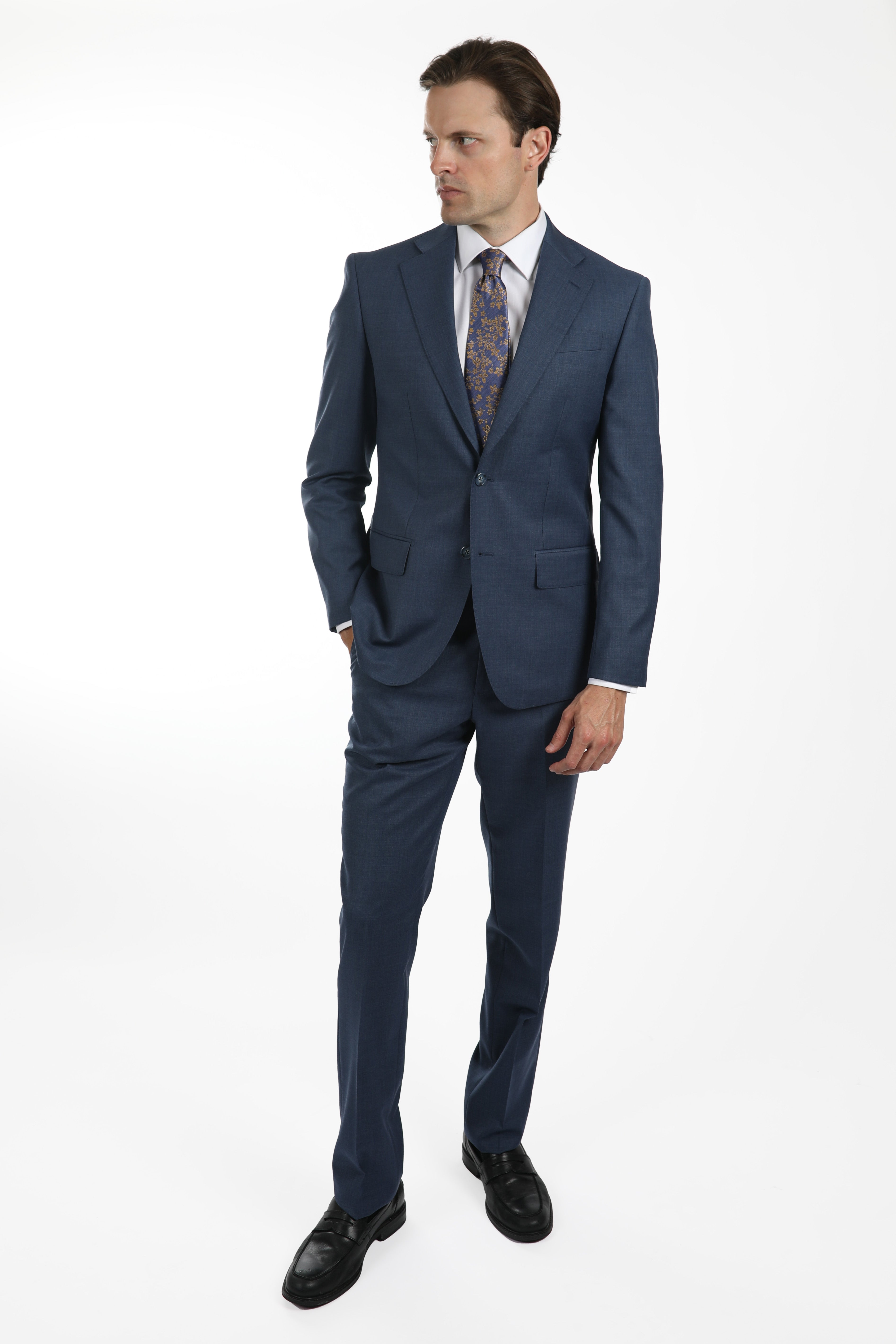Mid Blue Brinsley Sharkskin Jacket for Men - Stylish Slim Fit Blazer for Business, Office & Formal Events | Premium Quality Lightweight Jacket for Weddings, Parties & Professional Wear