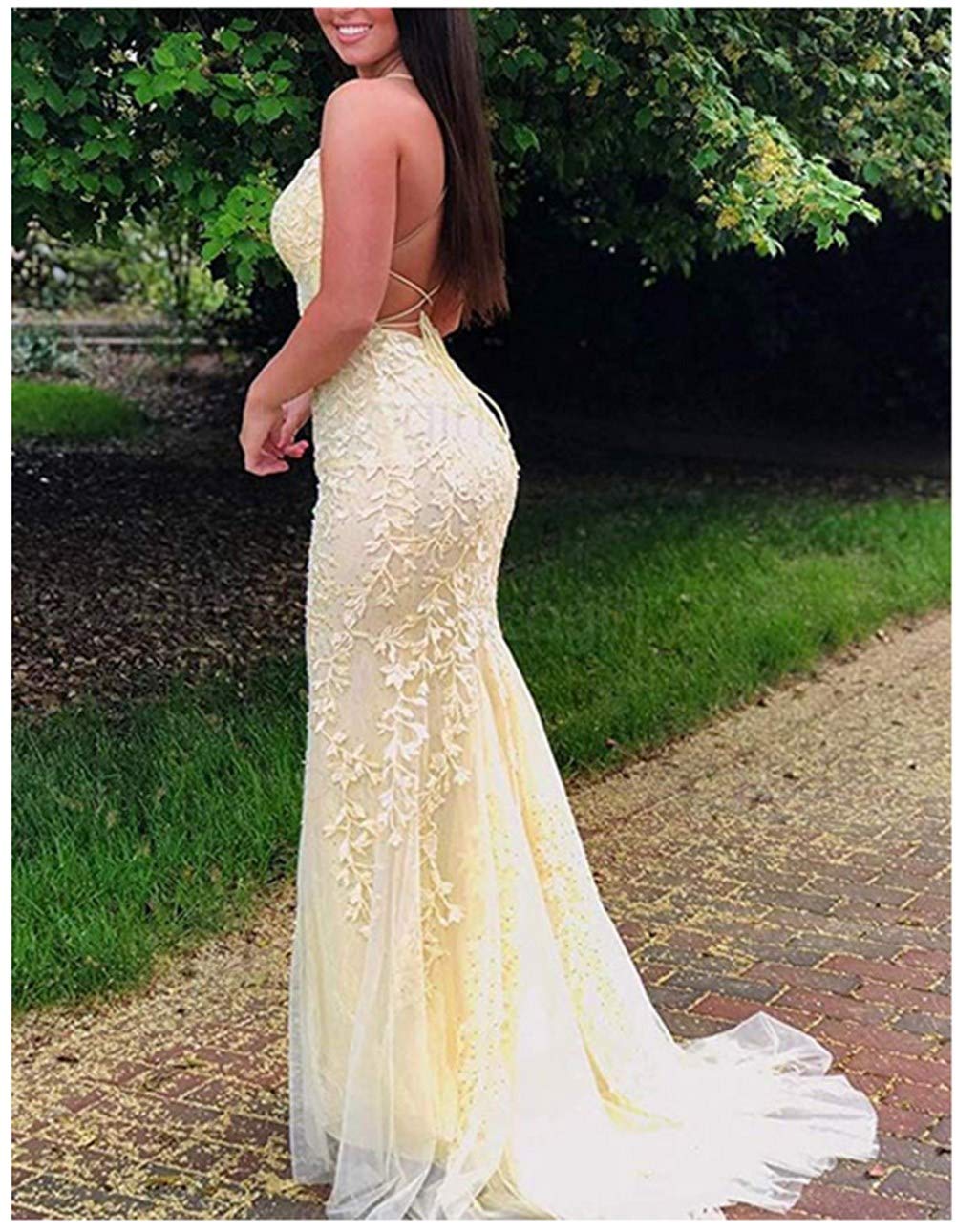 Emmani Women's Spaghetti Strap Mermaid Lace Applique Bridesmaid Dress - Royal Blue Prom Gown for Weddings, Parties & Formal Events