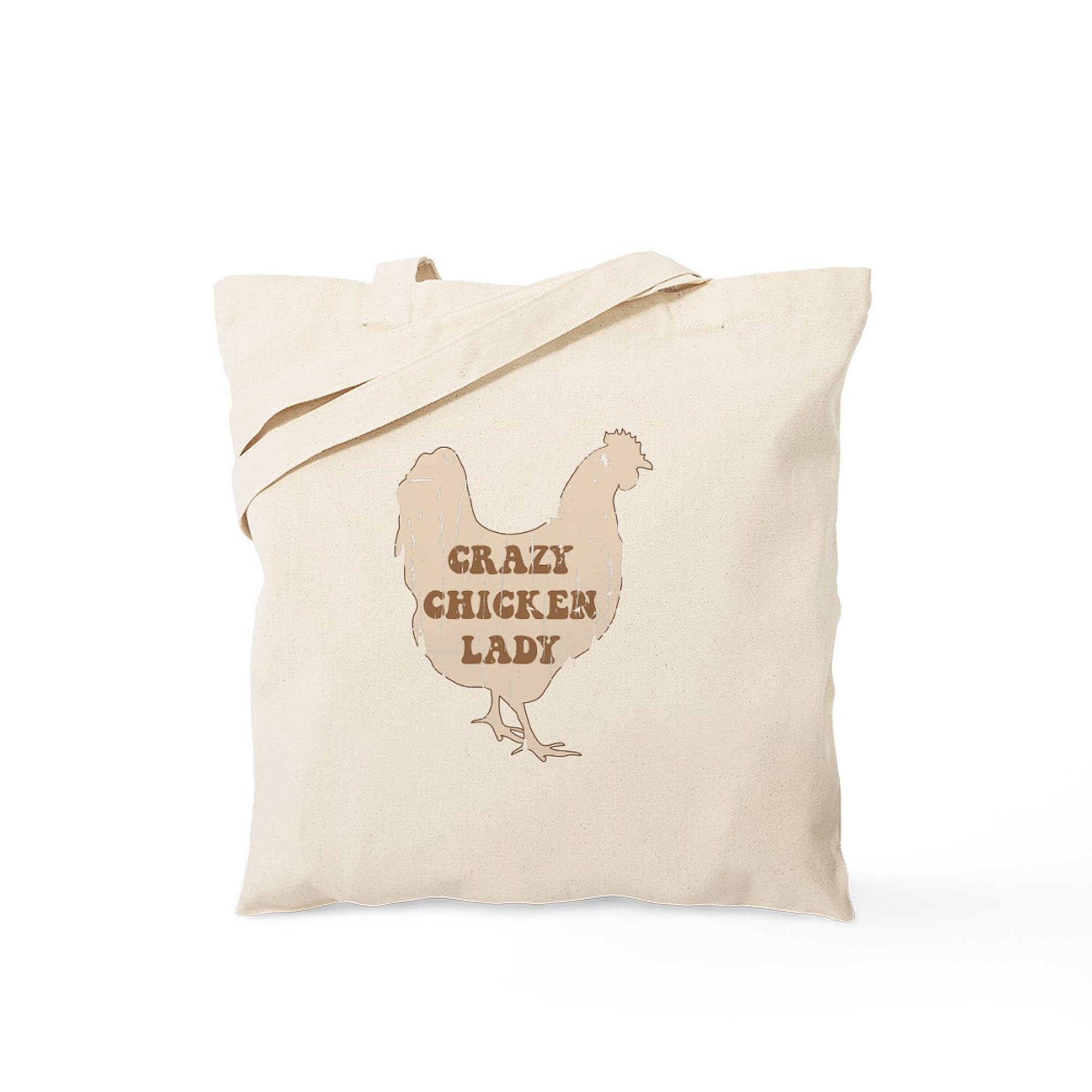 Crazy Chicken Lady Tote Bag - Natural Canvas Reusable Shopping Bag for Women | Perfect for Groceries, Farmers Market & Chicken Keeping Supplies