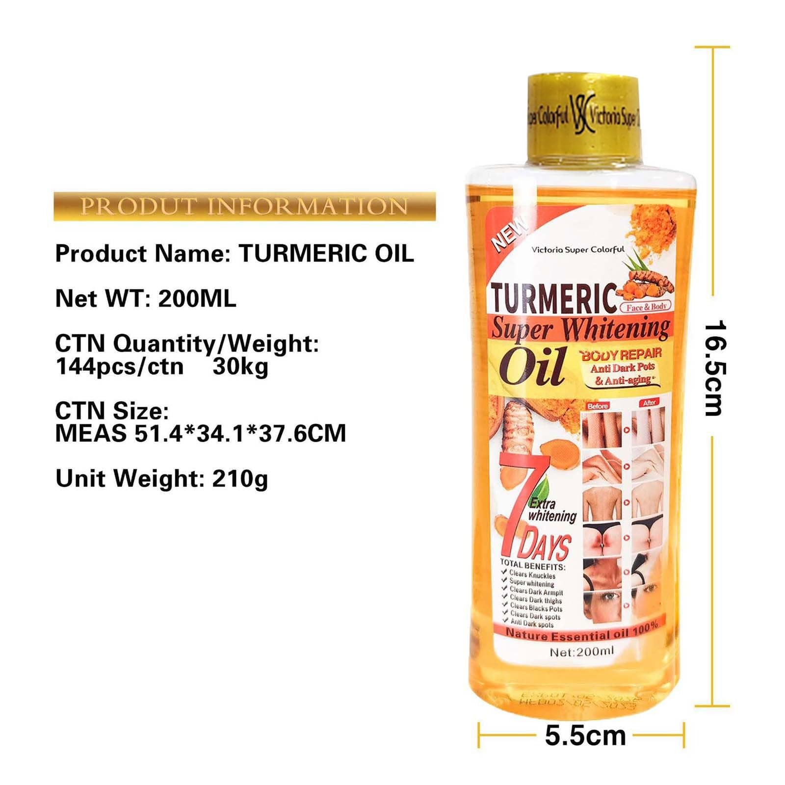 Turmeric Oil for Face & Body - Whitening, Anti-Aging, Wrinkle Reduction & Dark Spot Corrector | Natural Skin Lightening Moisturizer | Essential Oil for Glowing Skin | Perfect for Daily Skincare Routine & Nighttime Treatment (1pc)