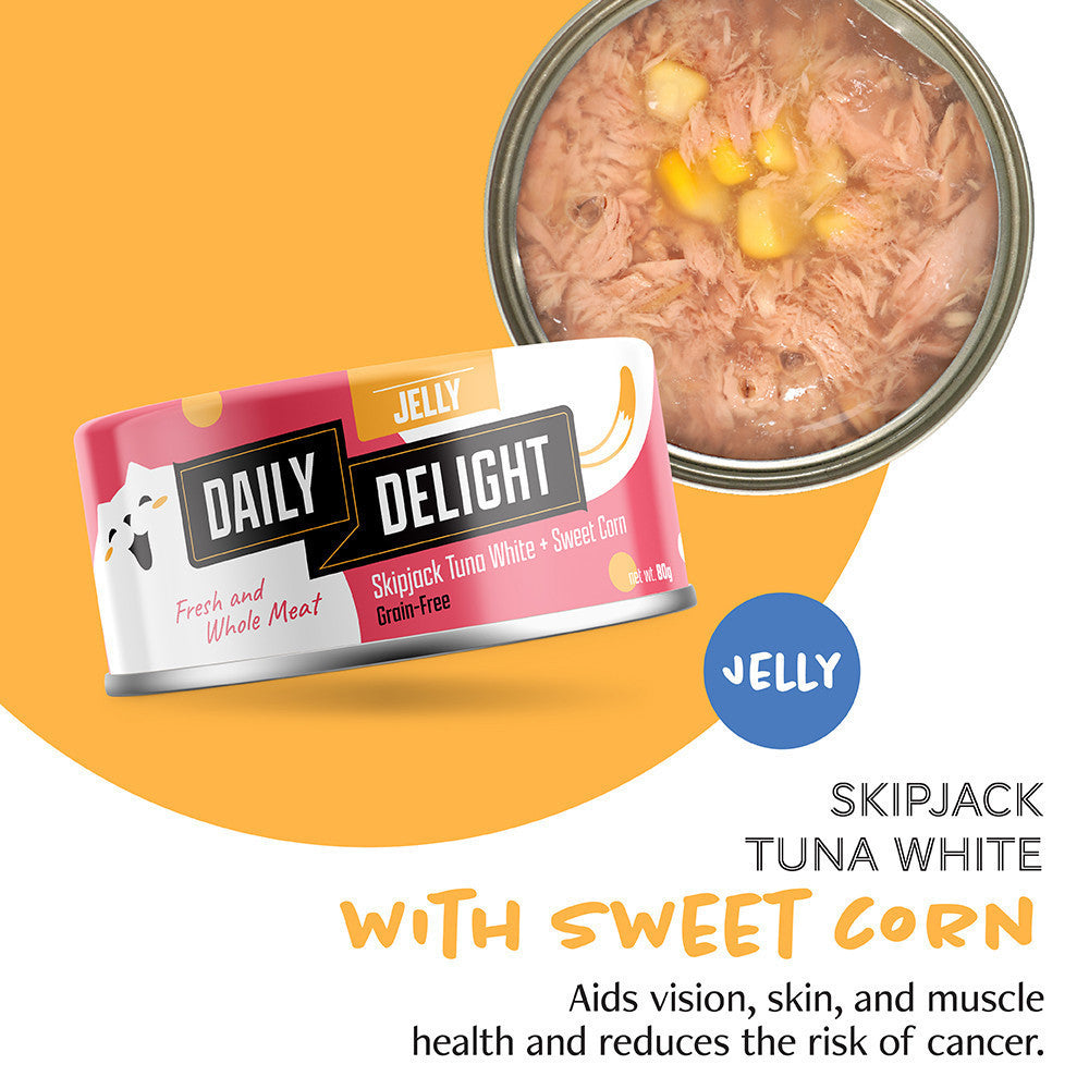 Premium Grain-Free Jelly Wet Cat Food with Carrots, Sweet Corn, Sasami & Cheese - 80g Easy Digestible Healthy Meal for Adult & Senior Cats - Perfect for Picky Eaters & Daily Nutrition Boost