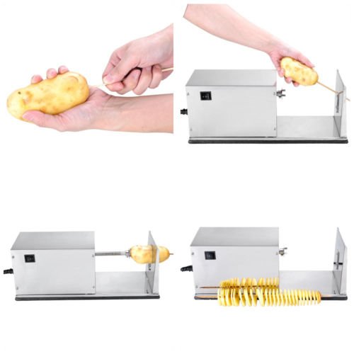 Stainless Steel Electric Potato Chips Slicer & Vegetable Cutter - 110V 20W for Home Kitchen, Fast Food Prep & Party Snacks