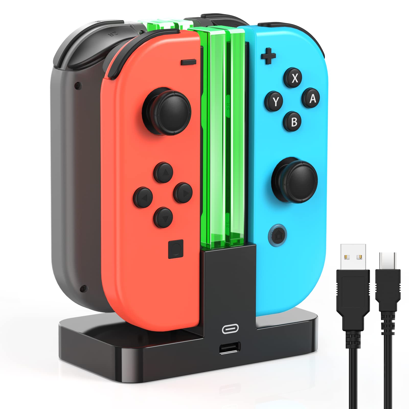 Nintendo Switch & Switch OLED Charging Dock Replacement with USB-C Cable - Joy-Con & Wii Controller Dock Station - Perfect for Gaming at Home or Travel (Black)