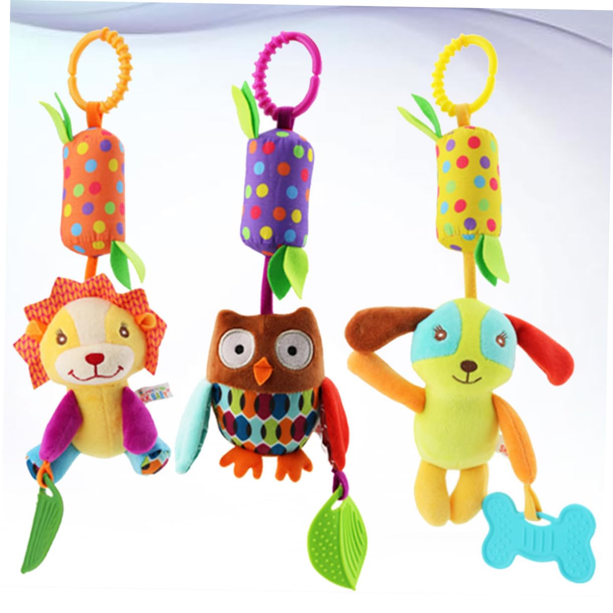 SHOWERORO 3-Piece Rotating Baby Rattle Toy Set - Animal-Themed Bells for Infants & Toddlers - Perfect for Nursery, Playtime & Early Learning Development