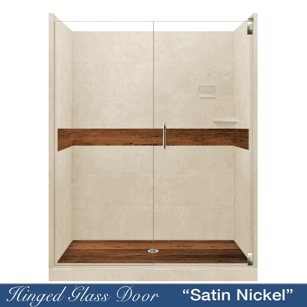 Lifeproof Burnt Oak Desert Sand 60-Inch Alcove Stone Shower Enclosure Kit - Waterproof Bathroom Upgrade for Modern Homes