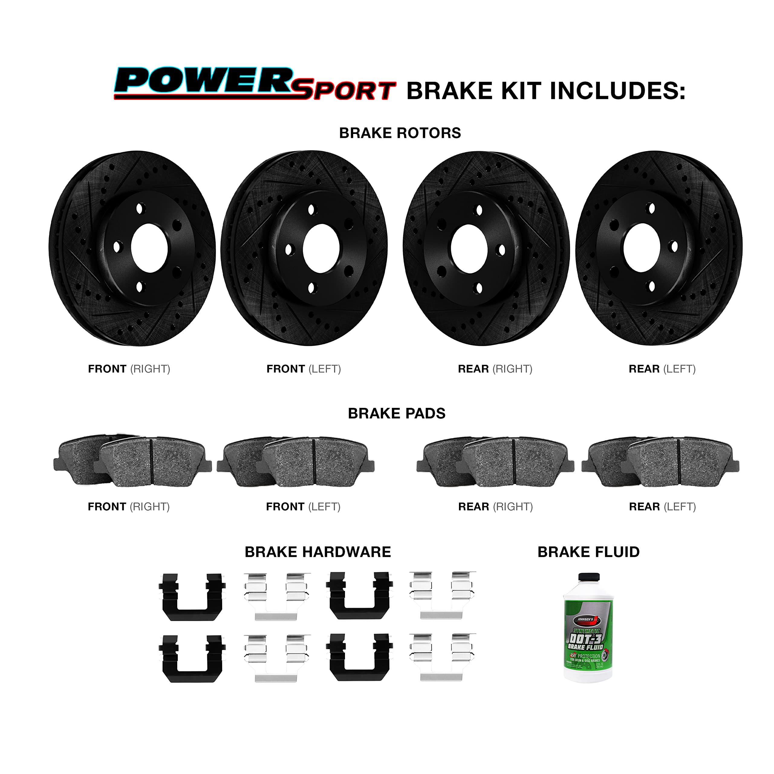 Premium Power Sport Front & Rear Brake Pads and Rotors Kit - Heavy Duty Braking System with Hardware (BBCC.48000.44) - Perfect for ATV, UTV, Motorcycle & Off-Road Vehicle Maintenance