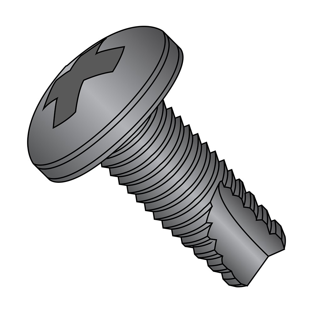 Small Parts 08063PPB Black Oxide Steel Thread Cutting Screw, Pan Head Phillips Drive Type 23, #8-32, 3/8