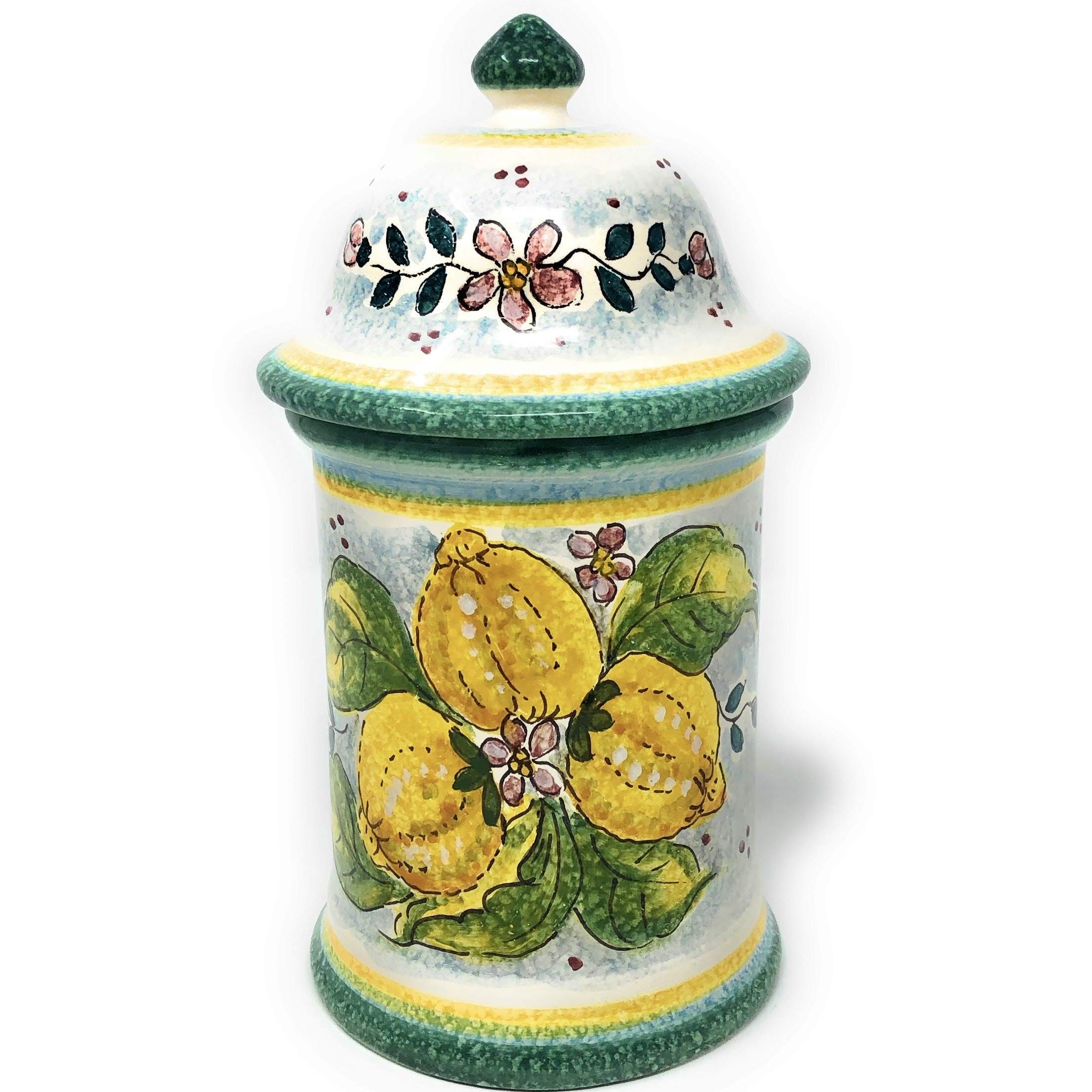 Italian Ceramic Biscuit Cookies Jar - Hand Painted Tuscan Art Pottery Decorated in Italy | Perfect for Kitchen Storage & Home Decor