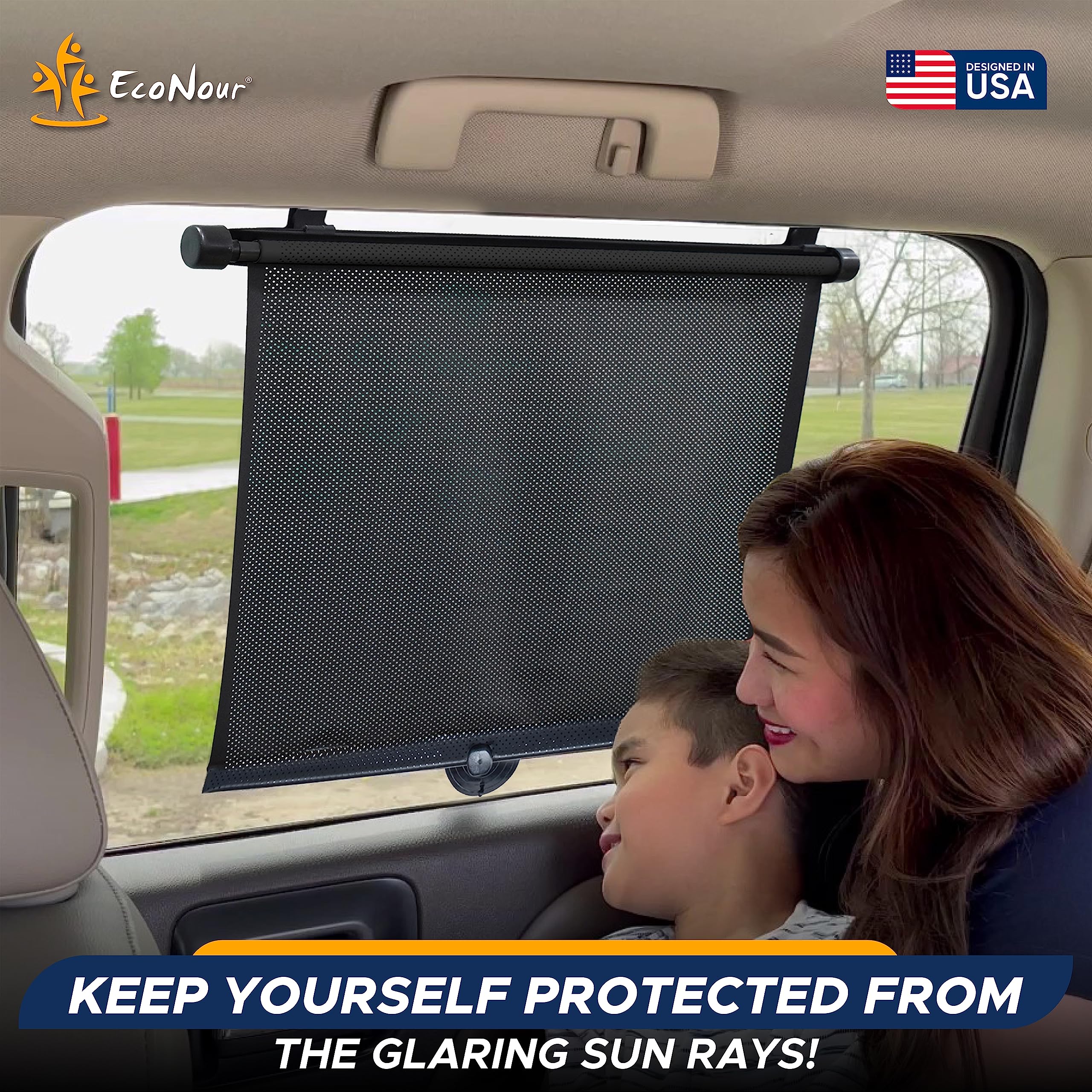 EcoNour Retractable Car Windshield & Side Window Sun Shade 15