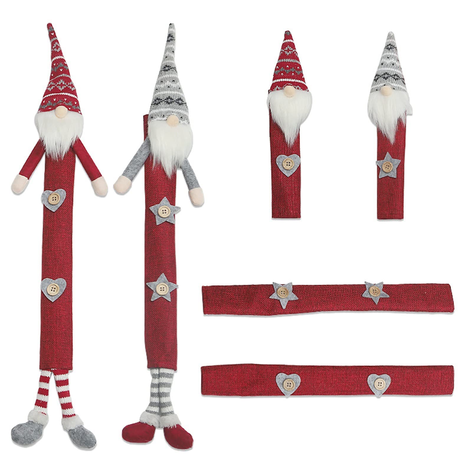 Christmas Tree Decorating Set - 6Pcs Faceless Cute Microwave & Refrigerator Cover Dolls for Oven & Home Protection (Red, One Size) | Holiday Kitchen Decor & Festive Home Accessories