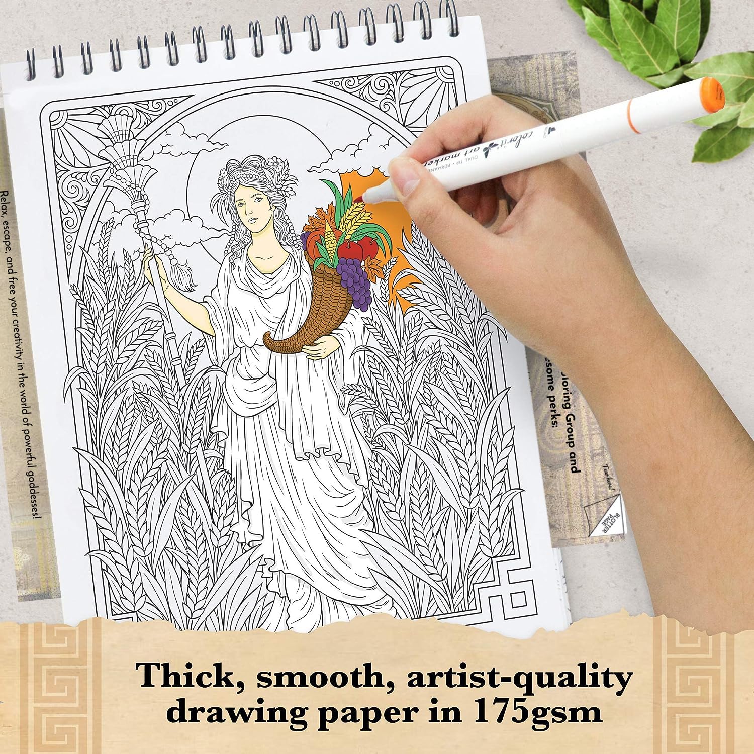 ColorIt Goddesses Adult Coloring Book – Spiral Bound, USA Printed, Lay-Flat Hardback Cover, Thick Smooth Paper, 50 Single-Sided Pages – Perfect for Stress Relief, Meditation & Creative Relaxation