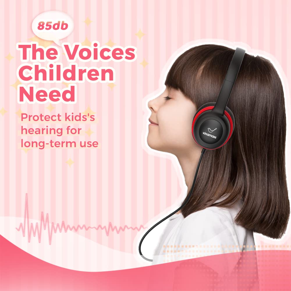 Safe Volume Kids Headphones 85dB - Wired 3.5mm Jack Earphones for Children, Noise Limiting Headphones for School, Travel & Online Learning - Comfortable & Durable Design for Boys & Girls