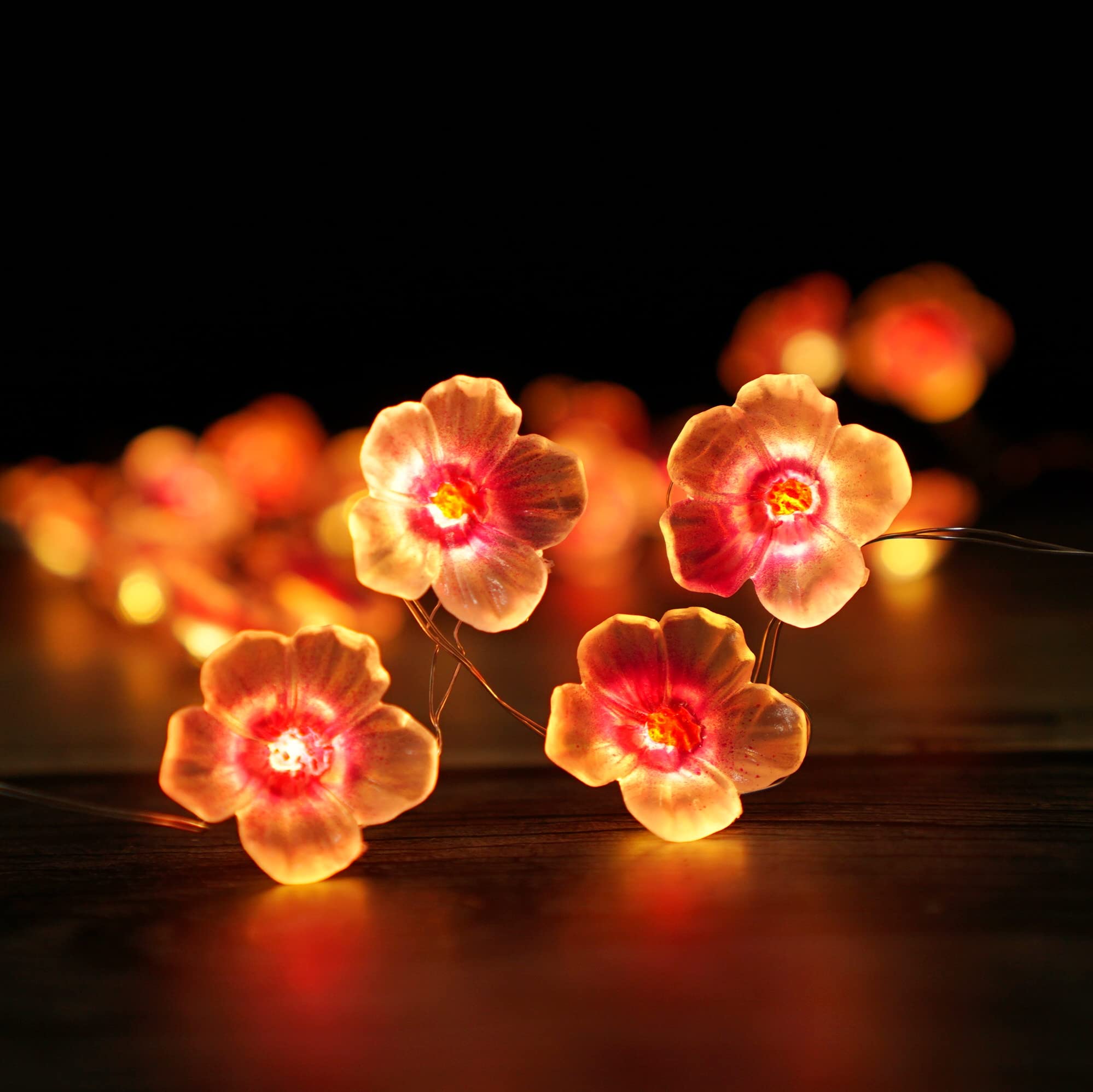 **40 LED Cherry Blossom String Lights - 13ft Pink Floral Fairy Lights with Timer & 8 Modes, Battery Operated for Indoor Decor, Bedroom, Wedding, Party (Perfect for Romantic Ambiance & Festive Celebrations)**