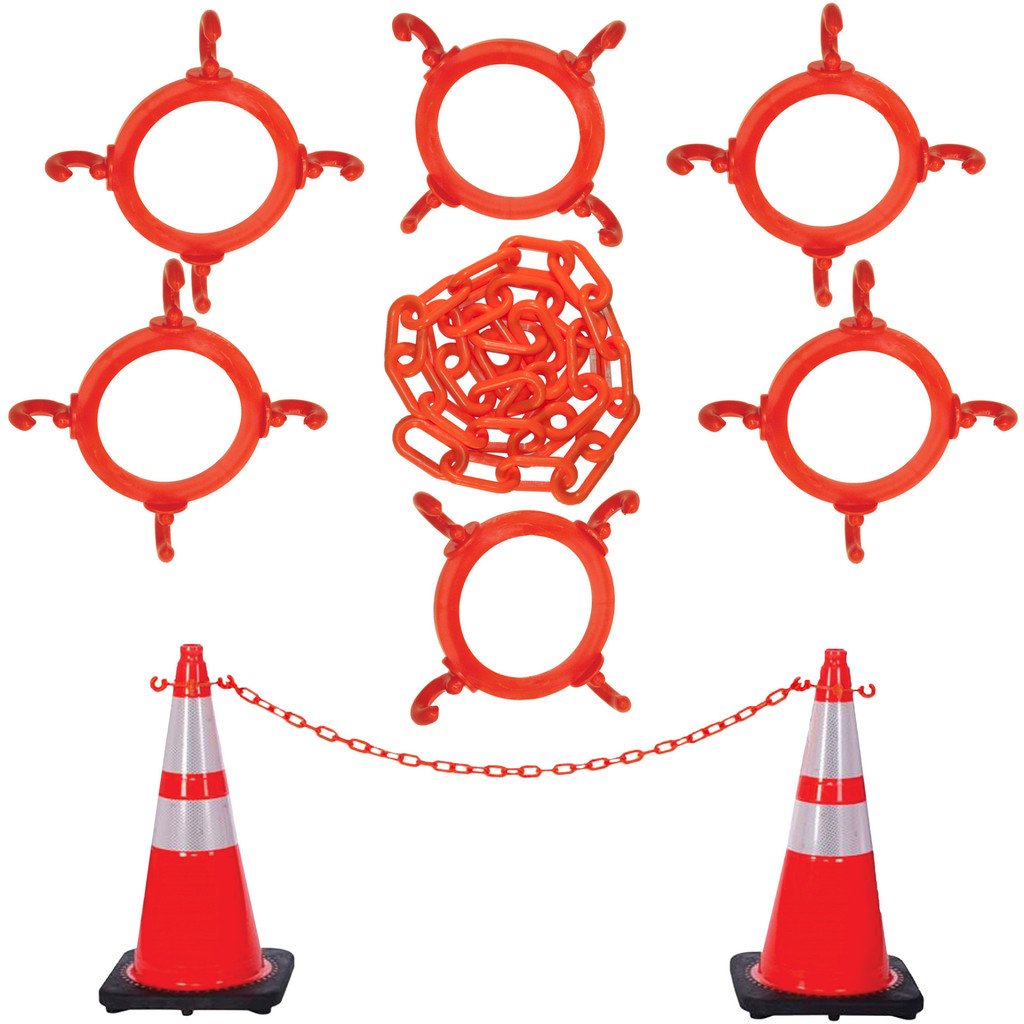 Heavy Duty Traffic Cones and Chain Connector Set - High Visibility Blue Safety Barriers for Parking Lots, Construction Sites & Events