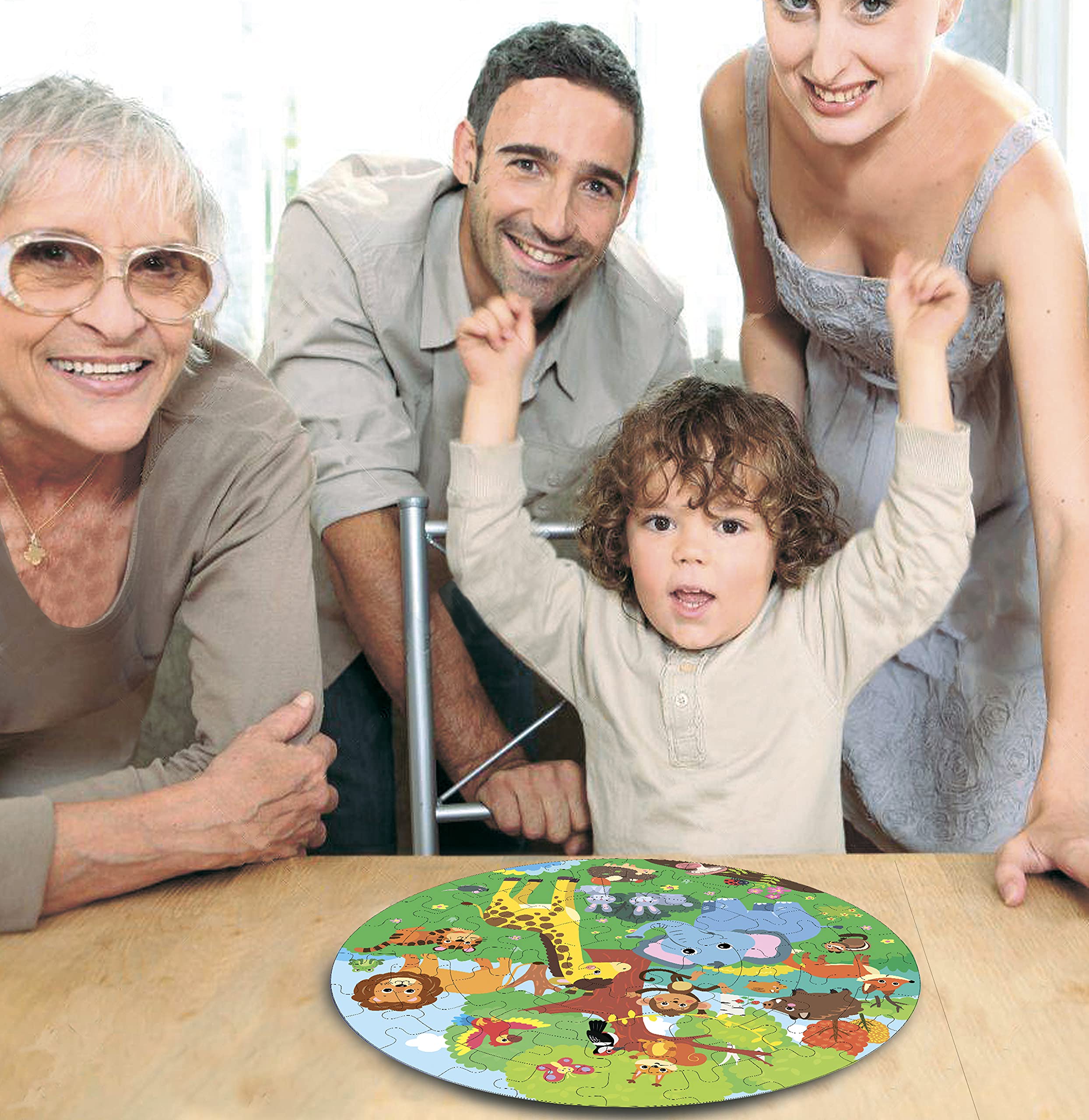 Fiddlys Creative Wooden Jigsaw Puzzle 66Pcs - Animal World Theme Educational Toy for Kids | Perfect for Family Game Night & Early Childhood Learning Activities