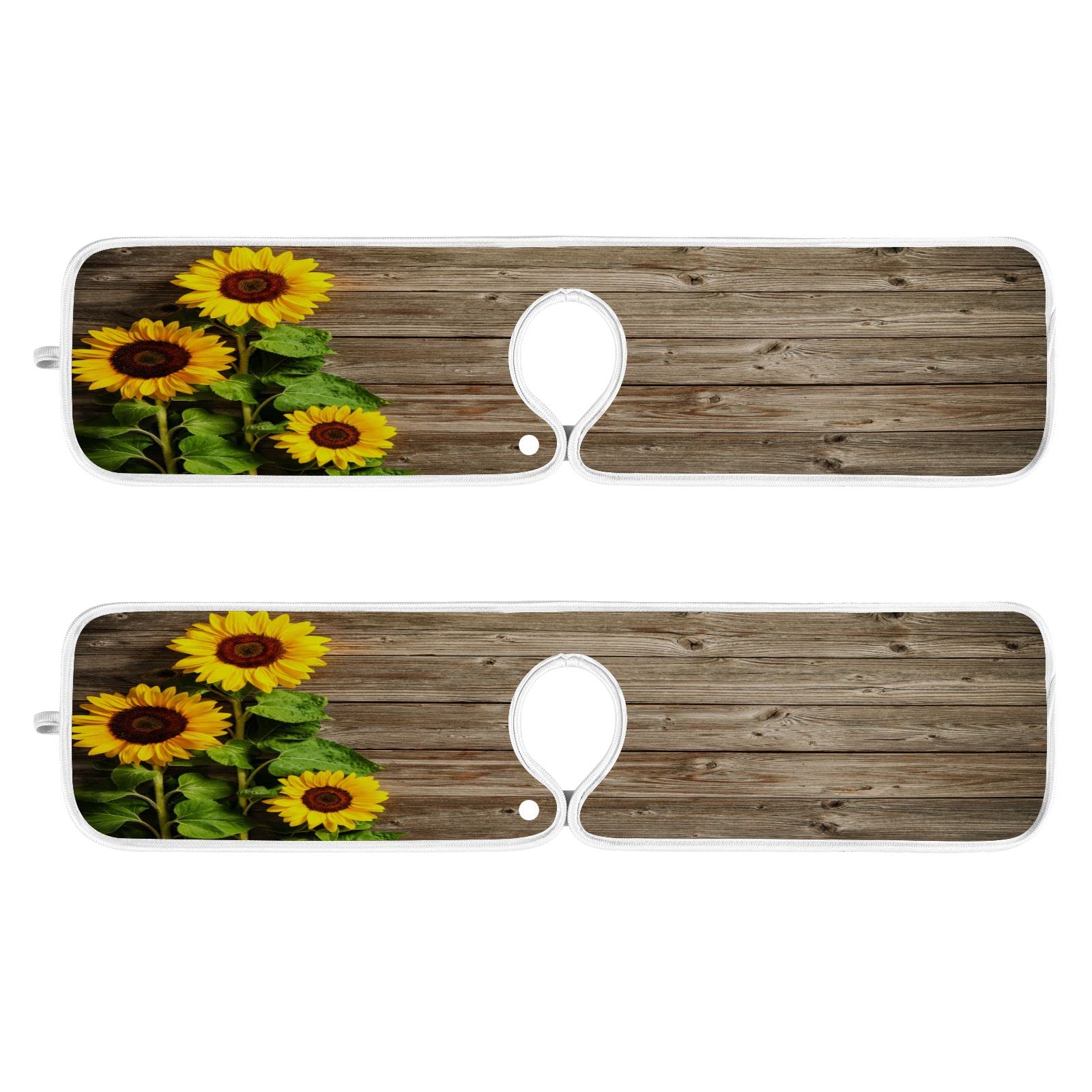 2 Pack Summer Sunflower Faucet Splash Guard Mats - Quick Drying Wooden Handle Drip Catcher for Kitchen & Bathroom (14.9x5.5 Inch) - Perfect for Protecting Countertops from Water Spills