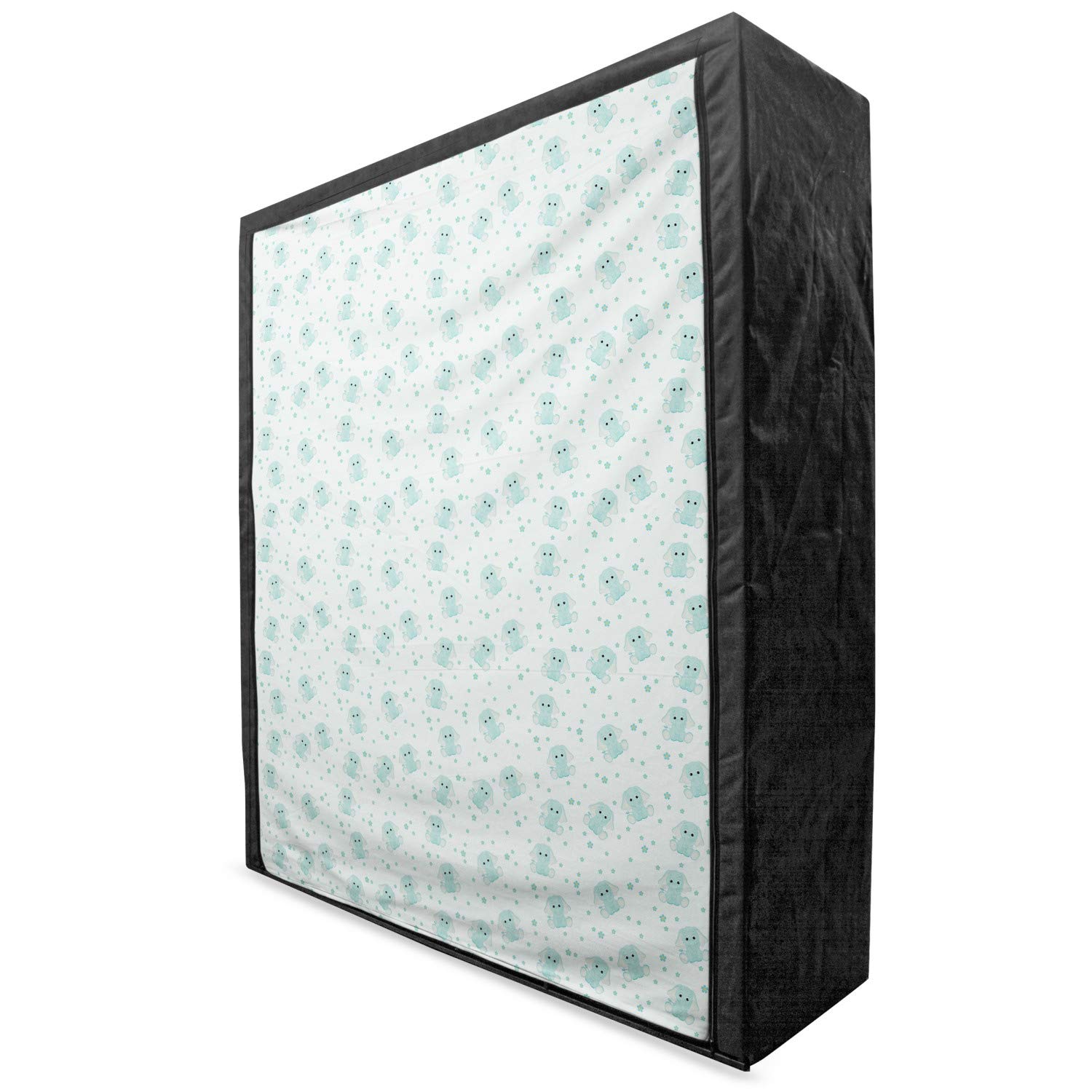 Ambesonne Animal Portable Fabric Wardrobe - Bunny & Daisy Cartoon Style Clothing Organizer with Shelves, 59