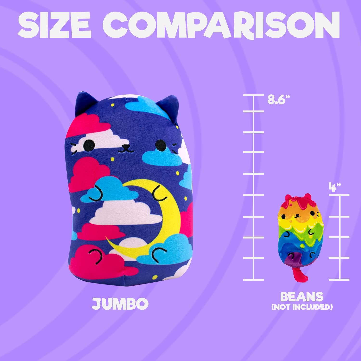 Twinkle Kitty Jumbo Plush Toy - Super Soft & Squishy Bean-Filled Stuffed Animal for Kids | Collectible Desk Pet, Fidget & Sensory Toy | Perfect for Playtime, Stress Relief & Gift Giving