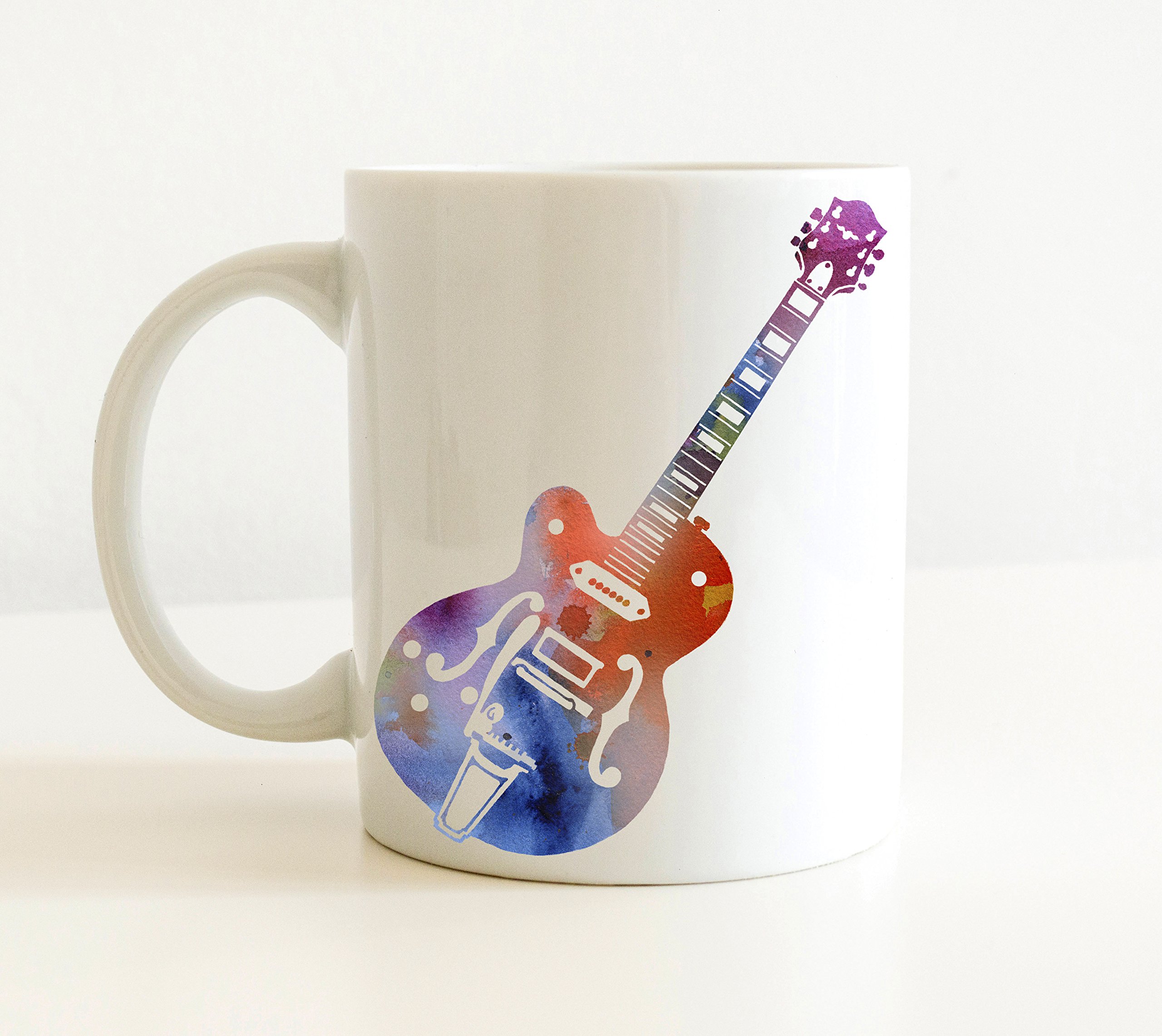 Electric Guitar Coffee Mug - 11 oz Ceramic Music Lover Gift for Guitarists - Perfect for Home, Office & Band Practice (Black)