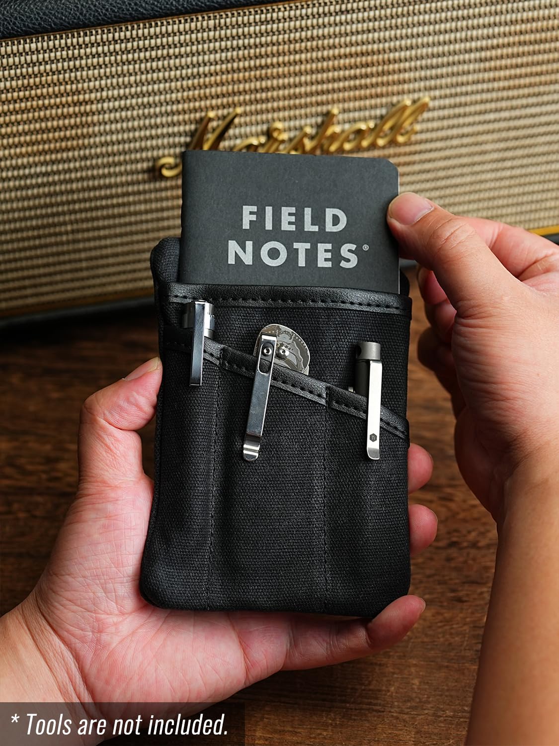 Sayram SP6 EDC Pouch - Waxed Canvas Compact Organizer with Zipper for Men - Perfect for Coins, Notebook, Flashlight - Ideal for Everyday Carry, Travel & Outdoor Adventures