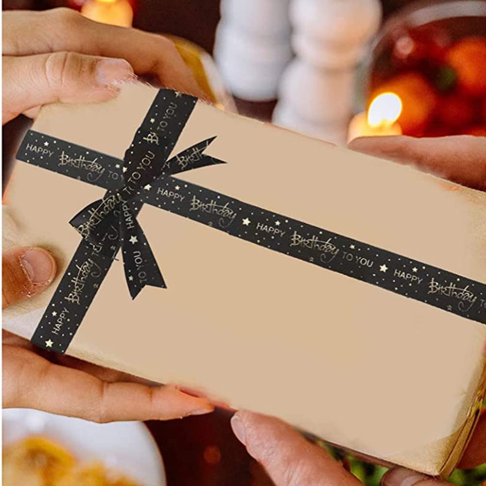 20 Yards Happy Birthday Printed Ribbon - Premium Polyester Decorative Ribbon for Cake Decorating, Gift Wrapping, DIY Crafts & Party Decor | Ideal for Birthday Cakes, Presents, and Special Occasions
