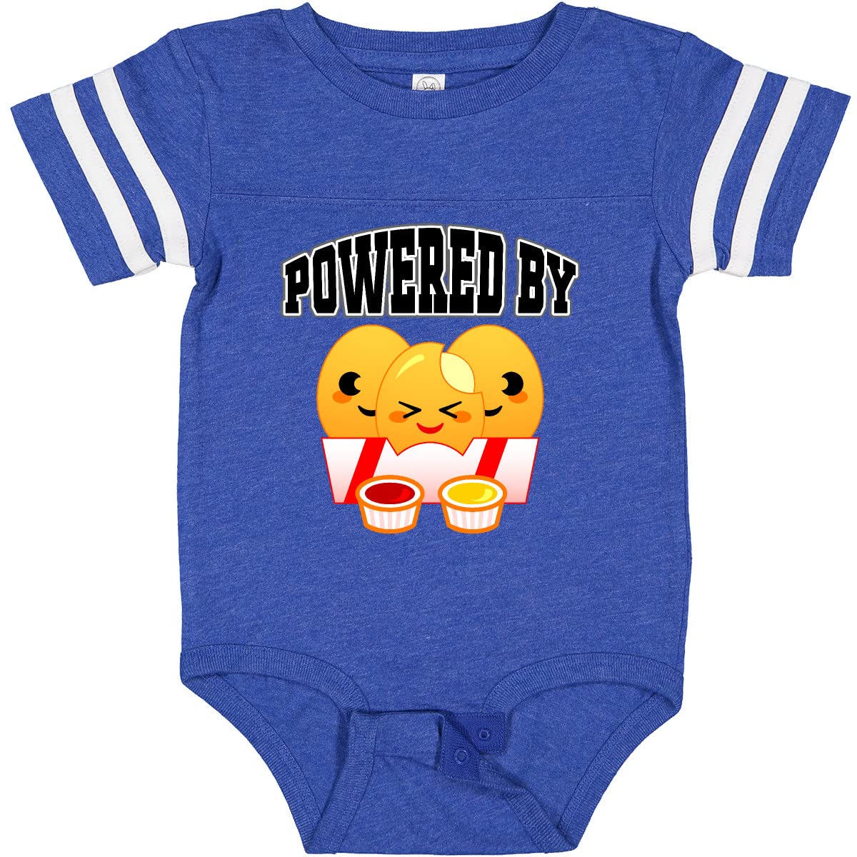 Inktastic Powered by Chicken Nuggets Baby Bodysuit - Cute & Comfortable Infant Onesie for Boys & Girls | Perfect for Playtime, Family Photos & Everyday Wear