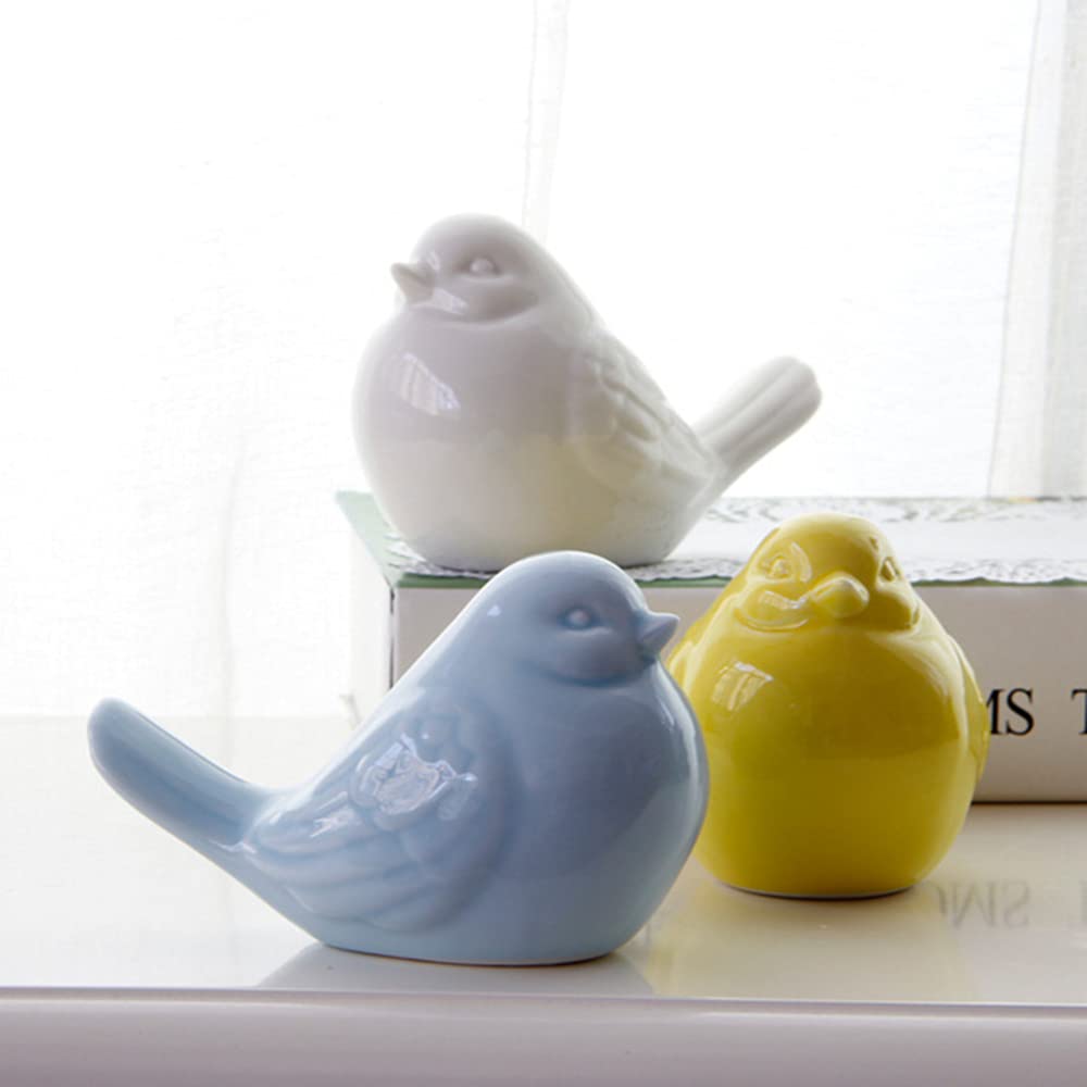 Ceramic Birds Figurines - Handcrafted Porcelain Bird Statue for Home & Garden Decor, Mini Animal Ornaments for Living Room, Bedroom, Office & Wedding Decorations (White) | Perfect for Table Centerpieces, Shelf Displays & Gift Giving