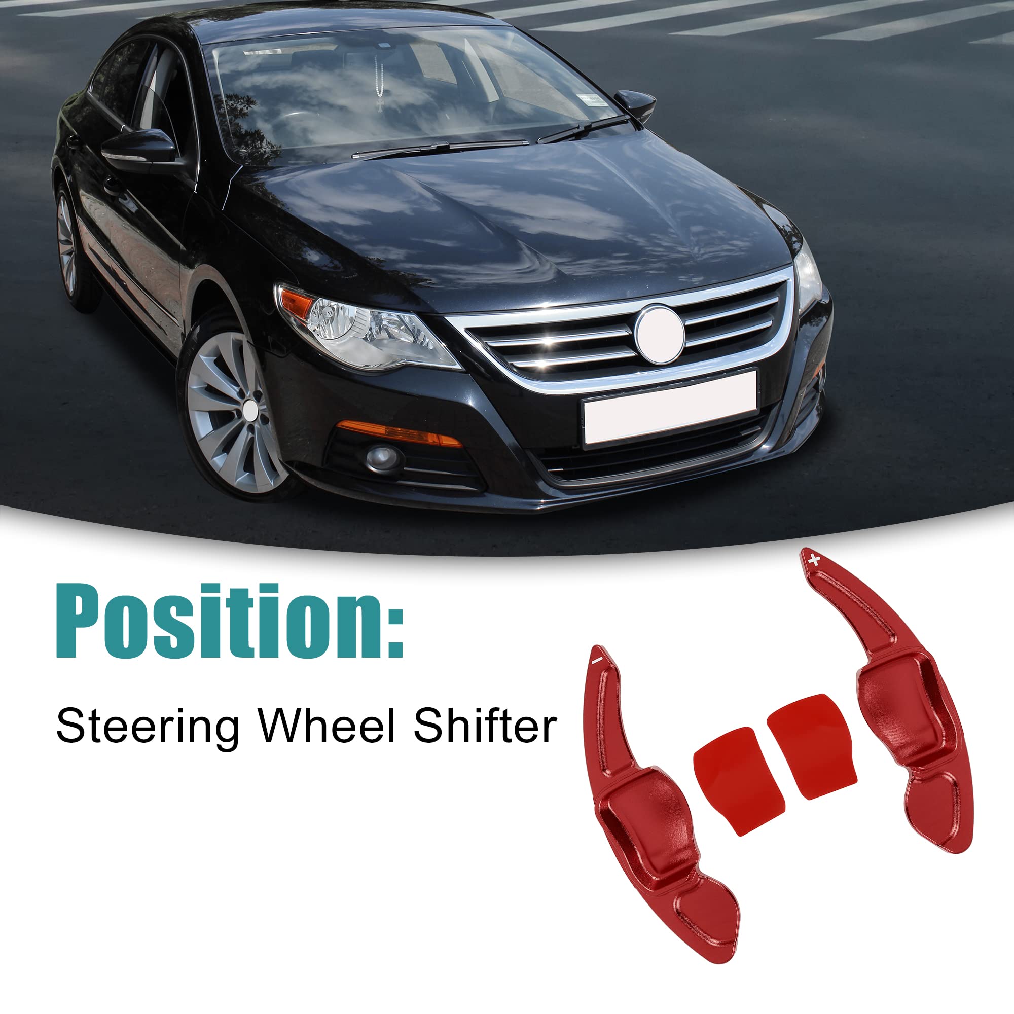 ACROPIX Red Steering Wheel Paddle Shifter Extension Kit - Compatible with Volkswagen CC (Pack of 2) | Enhance Driving Experience for Sports & Racing Enthusiasts