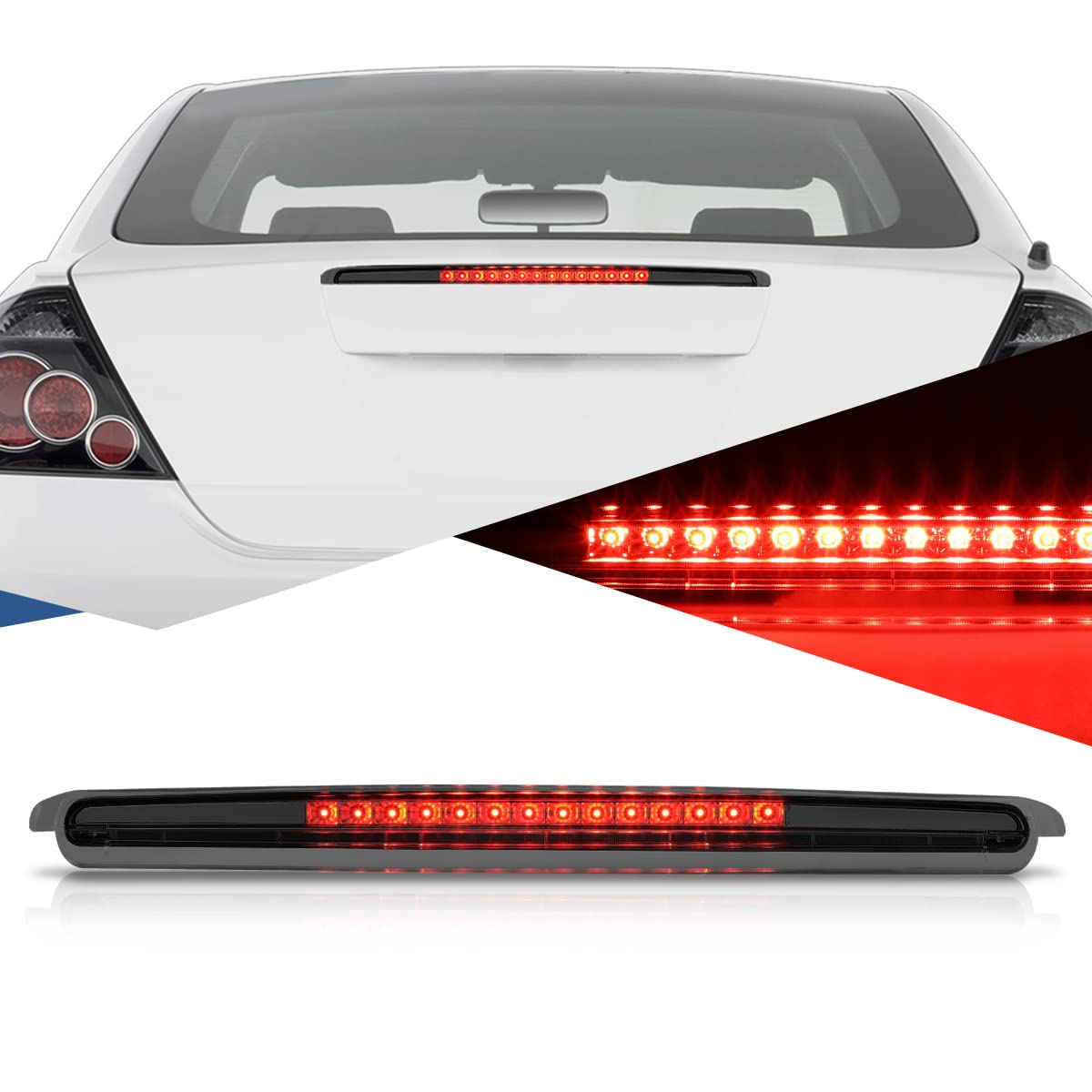 Auto Dynasty Smoked Housing Full LED 3rd Brake Light Stop Lamp for 2005-2010 Scion tC AT10 | High Visibility Safety Lighting | Perfect for Night Driving & Car Modifications