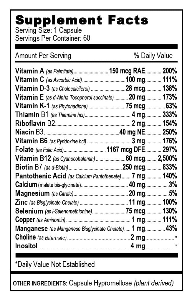 ADEK Multivitamin Supplement for Adults - No Iron Formula, 60 Capsules - Daily Immune Support & Energy Boost for Men & Women - Perfect for Active Lifestyles & Wellness Routines