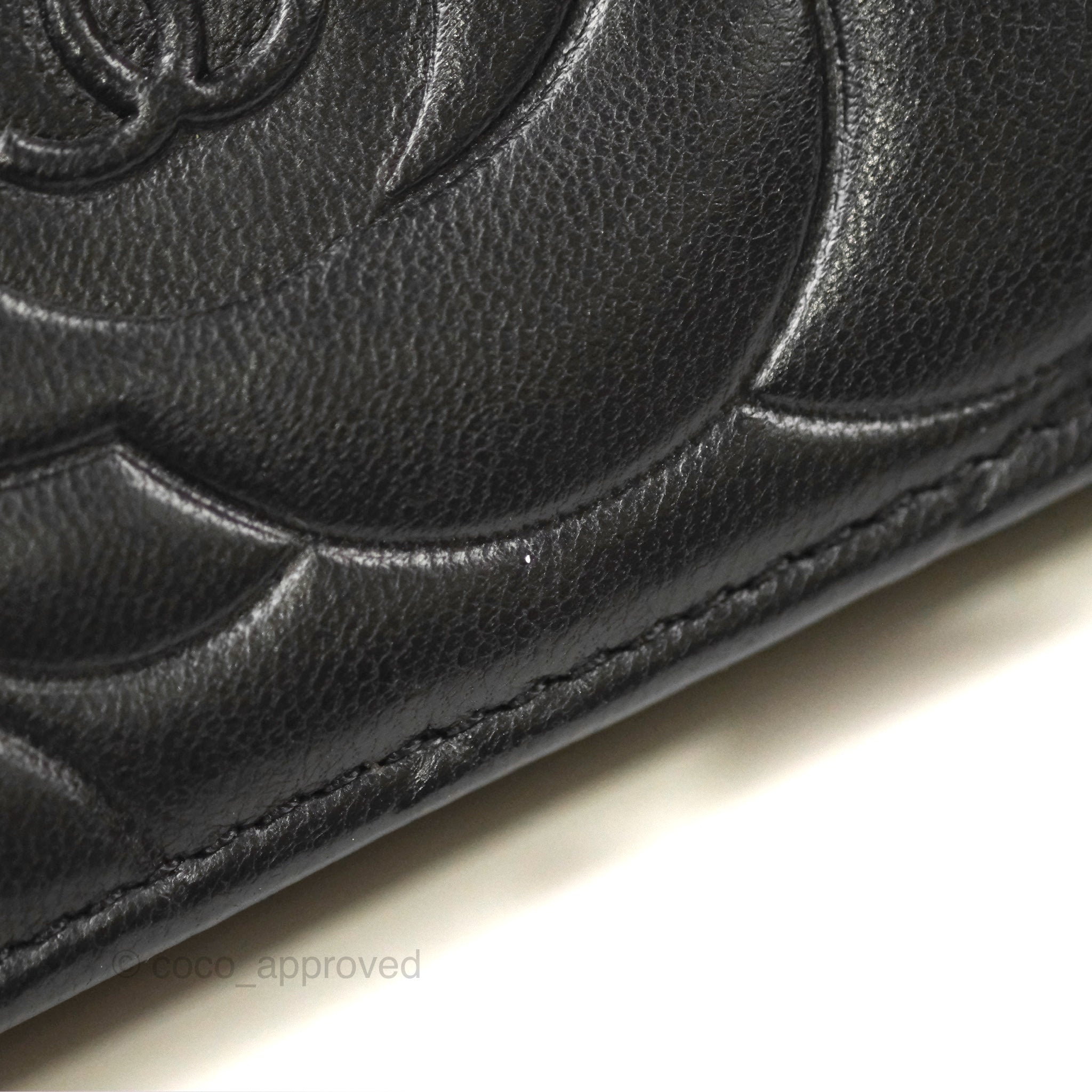 Chanel Camellia Embossed Wallet on Chain WOC Black Lambskin Leather with Silver Hardware - Perfect for Evening Events & Luxury Fashion Accessories