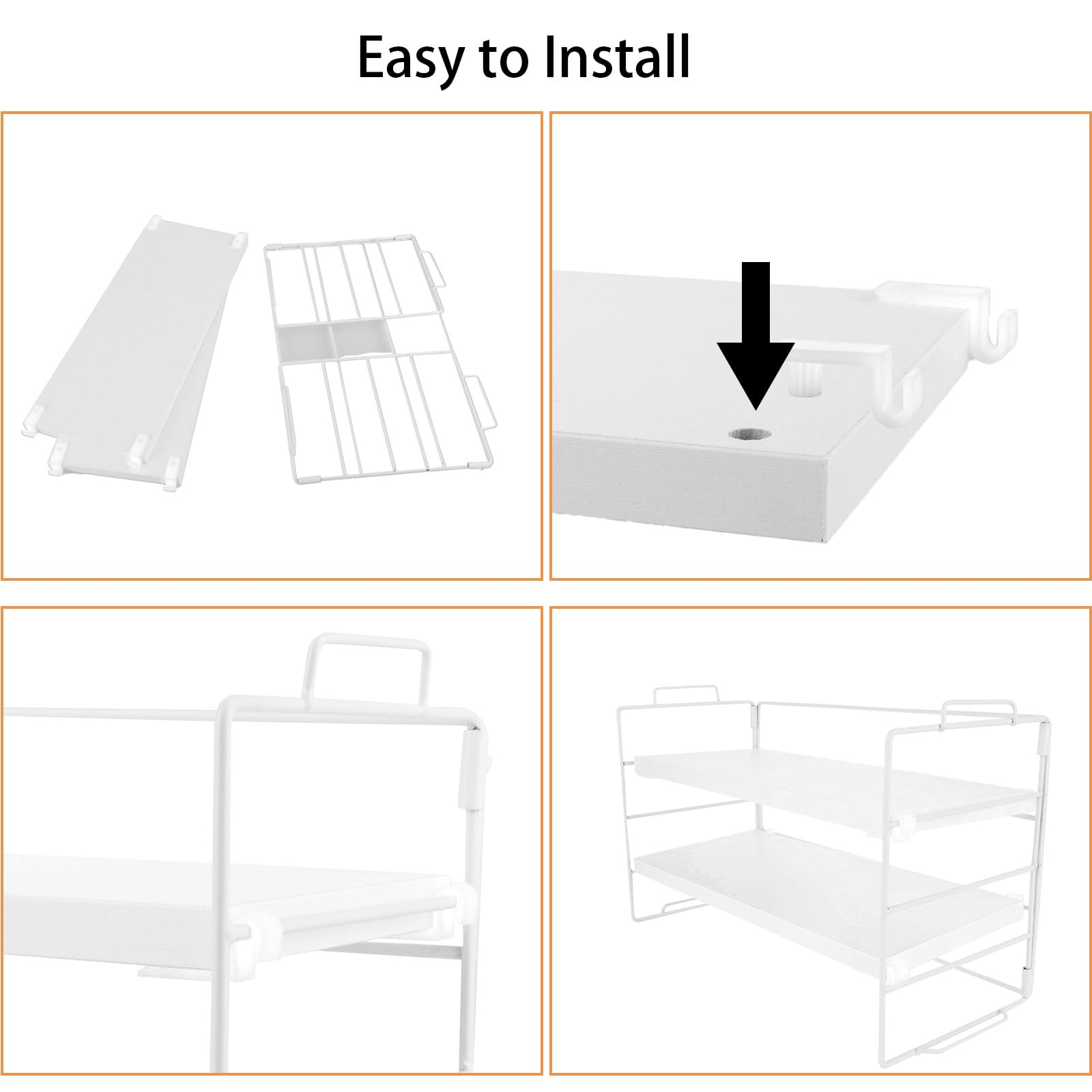 2-Tier White Desktop Organizer Shelf - Adjustable Office Supplies Storage Rack for Desk, School & Kitchen | Perfect for Organizing Pens, Files & Small Items in Workspaces, Dorms & Home Offices