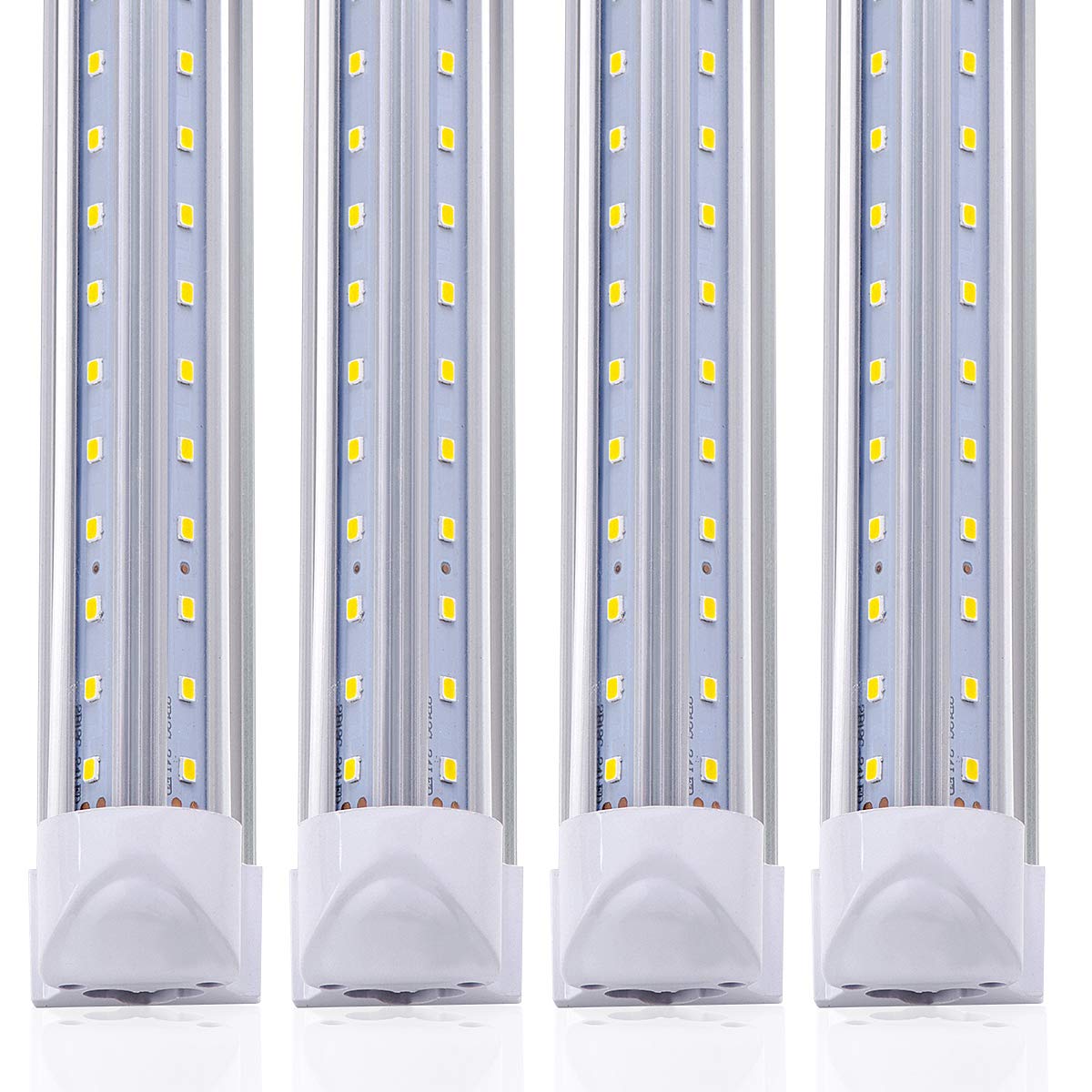 25 Pack LED Shop Light, 8FT 90W 11000LM 6000K Cold White, V-Shape Clear Cover Linkable T8 LED Tube Lights - High Output LED Garage Lighting with Plug for Workshop, Warehouse & Industrial Use
