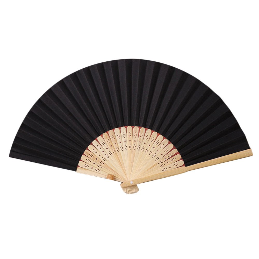 Elegant Black Lace Silk Folding Hand Fan - 7 Inch Wedding Party Dance Accessory for Brides, Performers & Summer Cooling | HHmei Portable Paper Fan 007 (Perfect for Weddings, Performances, Outdoor Events & Home Décor)
