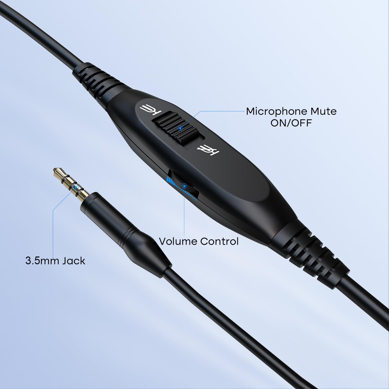 MKJ 3.5mm Wired Headset with Microphone - Noise Cancelling Headphones with Volume Control, Compatible with Smartphones & Computers - Perfect for Gaming, Online Meetings & Music Listening