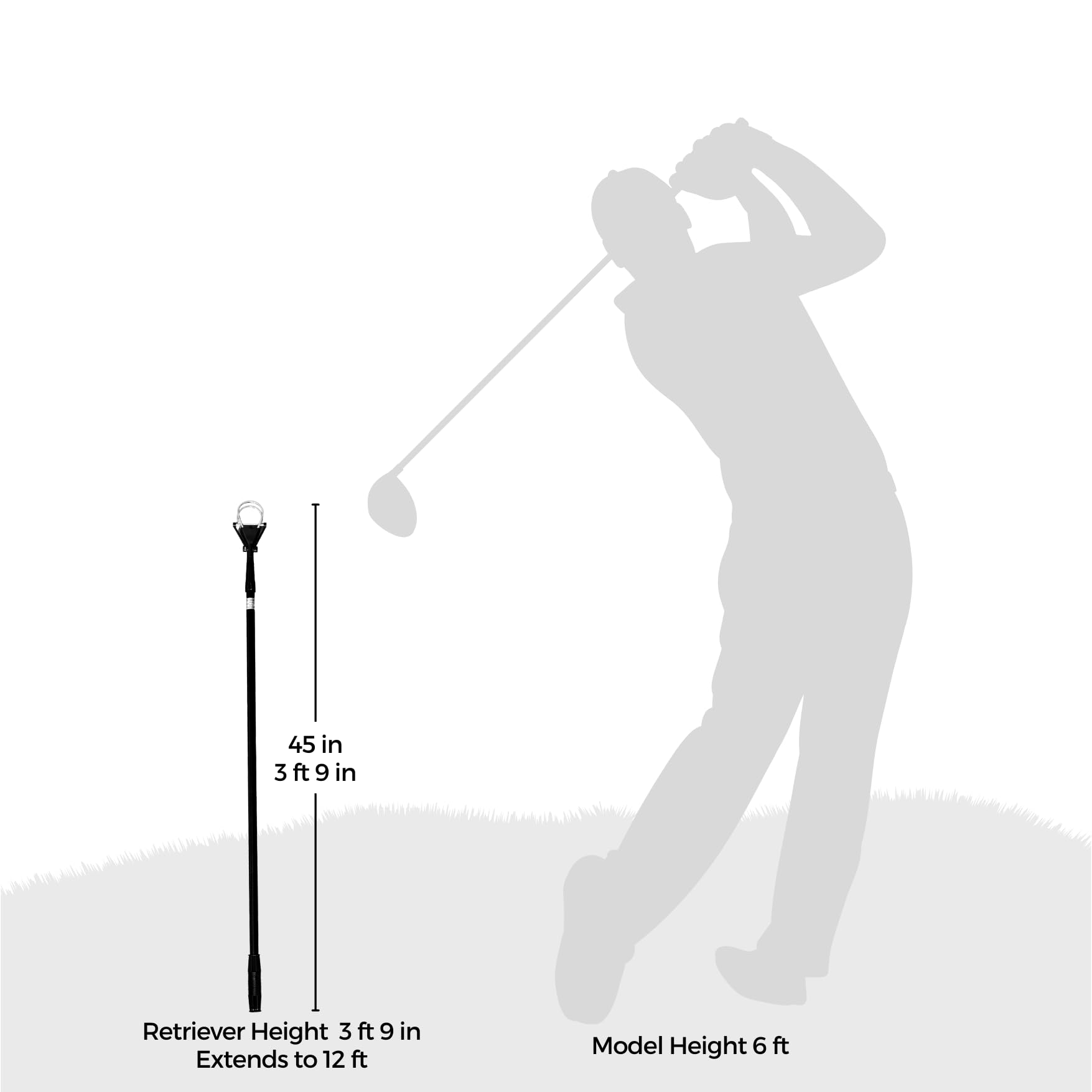 12ft Telescopic Golf Ball Retriever - Dual Zip Headcover Pick Up Tool for Water Hazards & Rough - Lightweight Golf Accessory for Practice, Tournaments & Course Maintenance (Perfect for Driving Range & Backyard Practice)