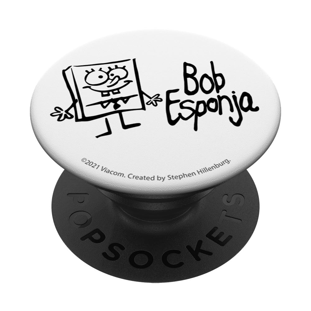 SpongeBob SquarePants Phone Grip - Bob Esponja Line Art PopSockets PopGrip for iPhone & Android - Perfect for Gaming, Texting, and Watching Videos