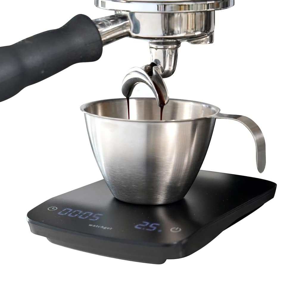 200ml Stainless Steel Espresso Shot Measuring Cup 6.8OZ with Handle & Inside Scale - Perfect for Coffee, Milk, Wine & Liquid Measurement - Barista & Kitchen Essential for Home & Professional Use